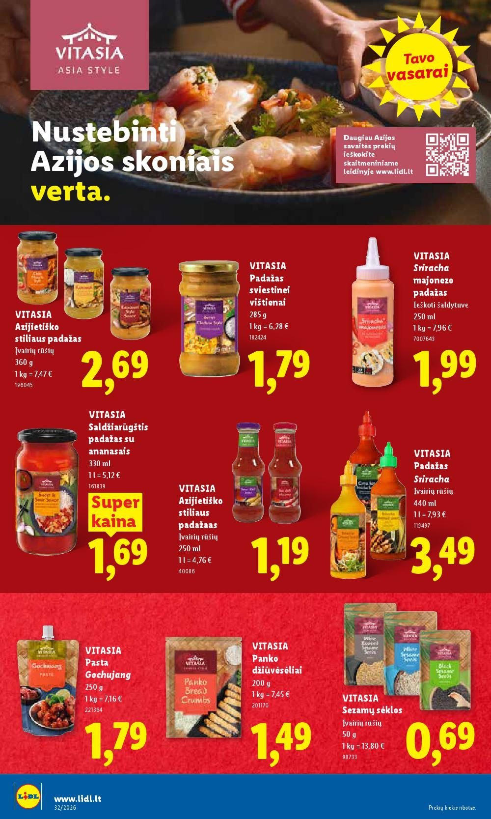 LIDL - Maisto prekių pasiūlymai (2026 08 03 - 2026 08 09)
