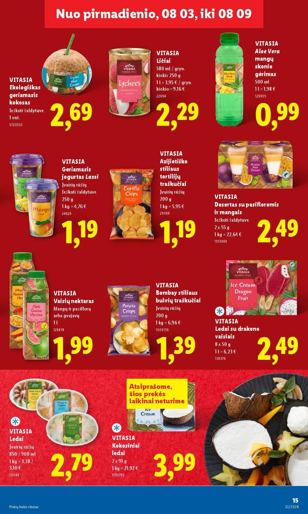LIDL - Maisto prekių pasiūlymai (2026 08 03 - 2026 08 09)