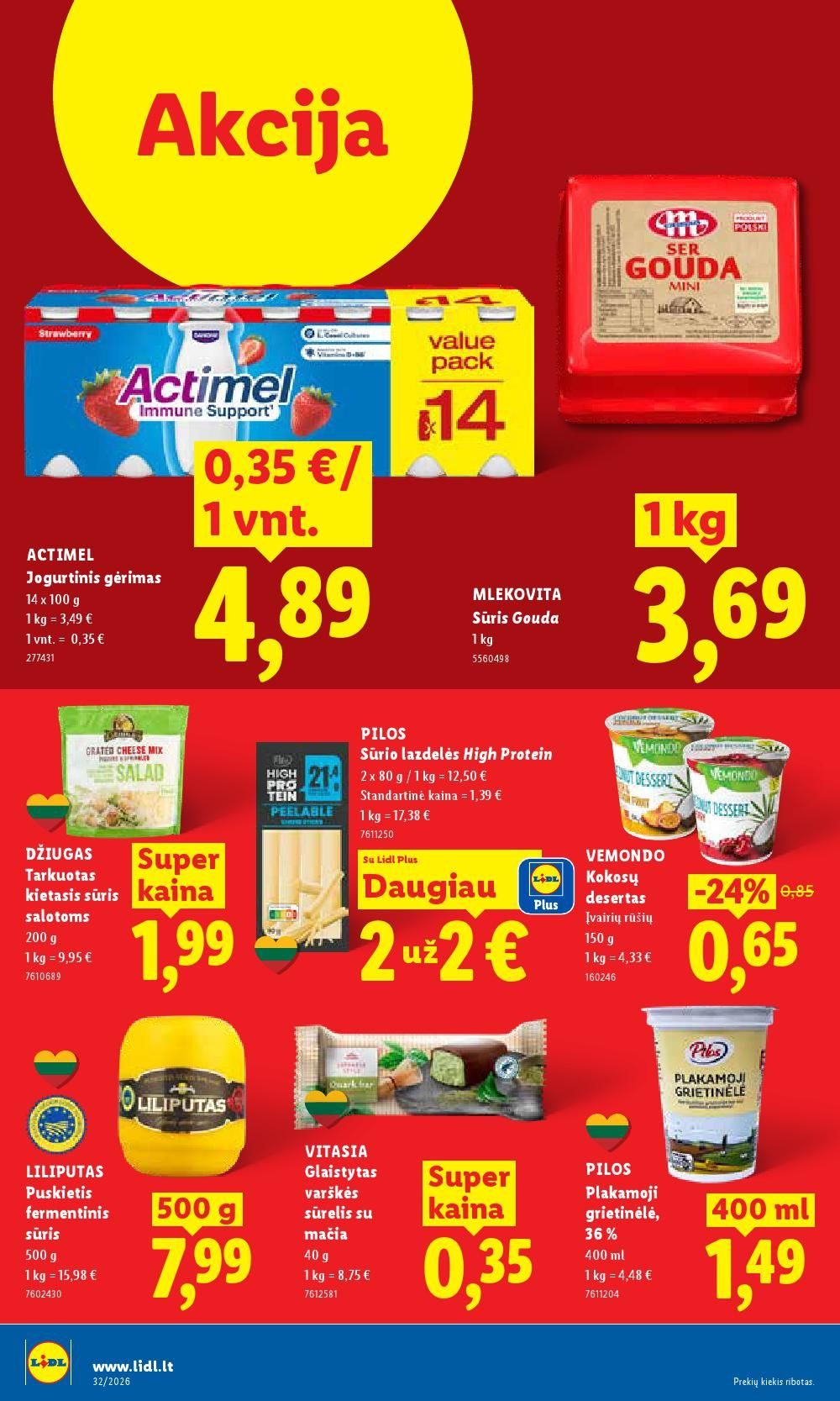 LIDL - Maisto prekių pasiūlymai (2026 08 03 - 2026 08 09)