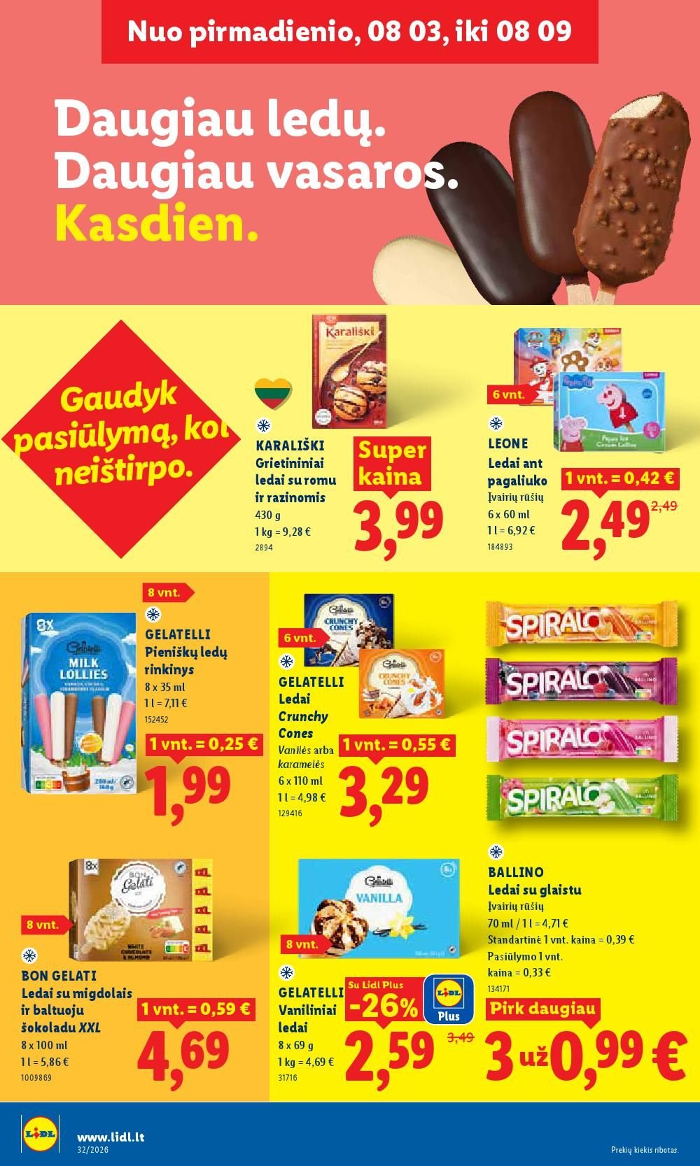 LIDL - Maisto prekių pasiūlymai (2026 08 03 - 2026 08 09)