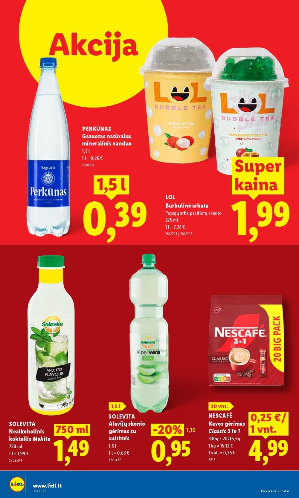 LIDL - Maisto prekių pasiūlymai (2026 08 03 - 2026 08 09)