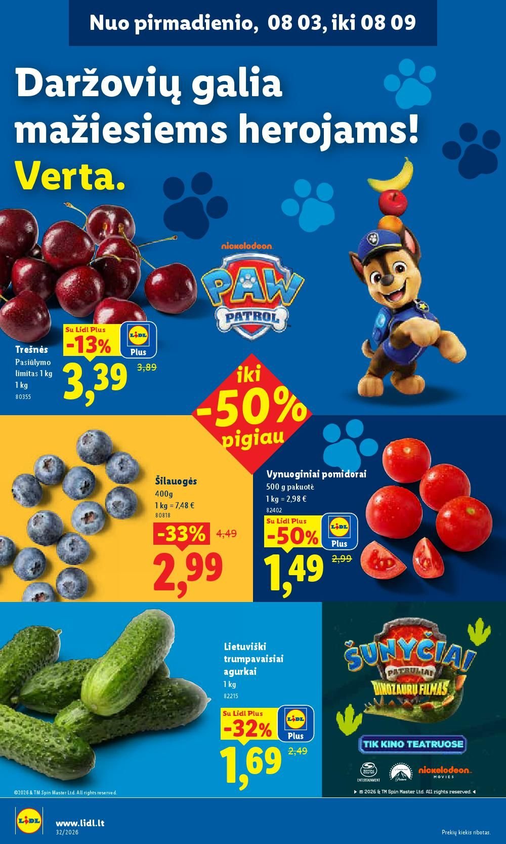 LIDL - Maisto prekių pasiūlymai (2026 08 03 - 2026 08 09)