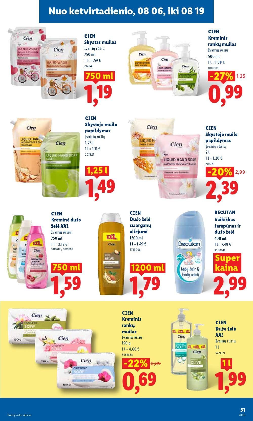 LIDL - Maisto prekių pasiūlymai (2026 08 03 - 2026 08 09)