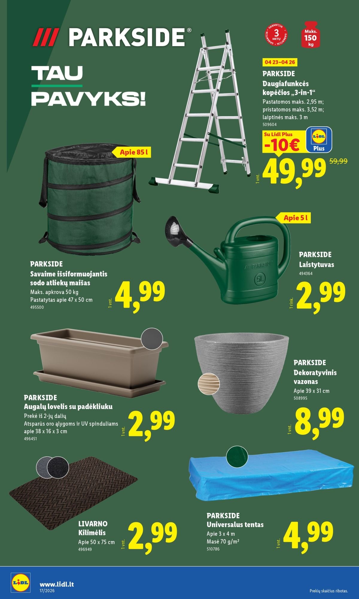 LIDL - Ne maisto prekių pasiūlymai (2026 04 20 - 2026 04 26)