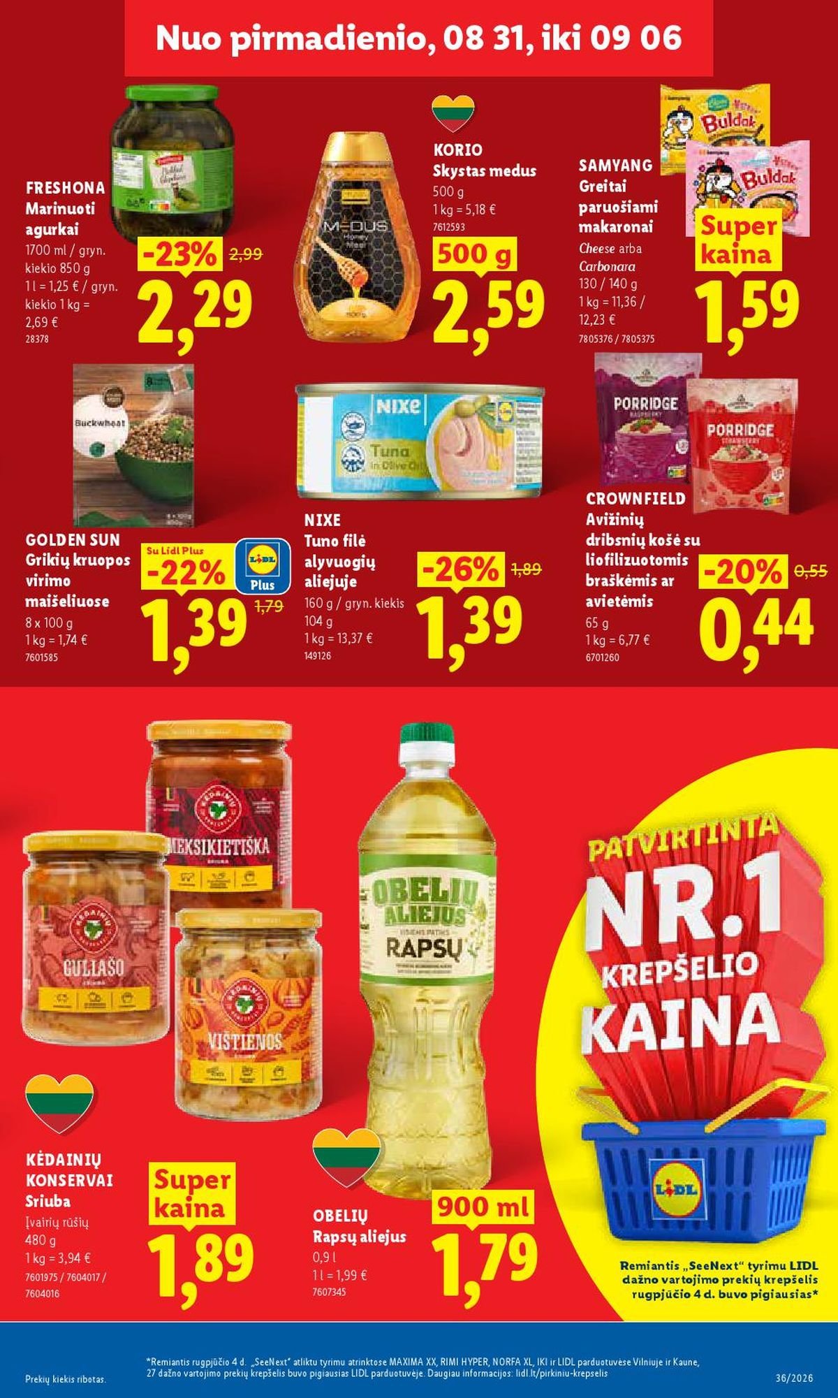 LIDL - Maisto prekių pasiūlymai (2026 08 31 - 2026 09 06)