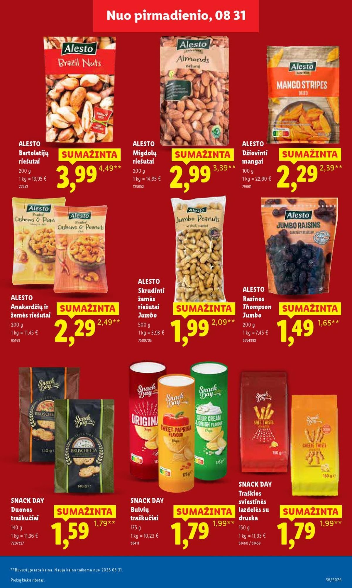 LIDL - Maisto prekių pasiūlymai (2026 08 31 - 2026 09 06)