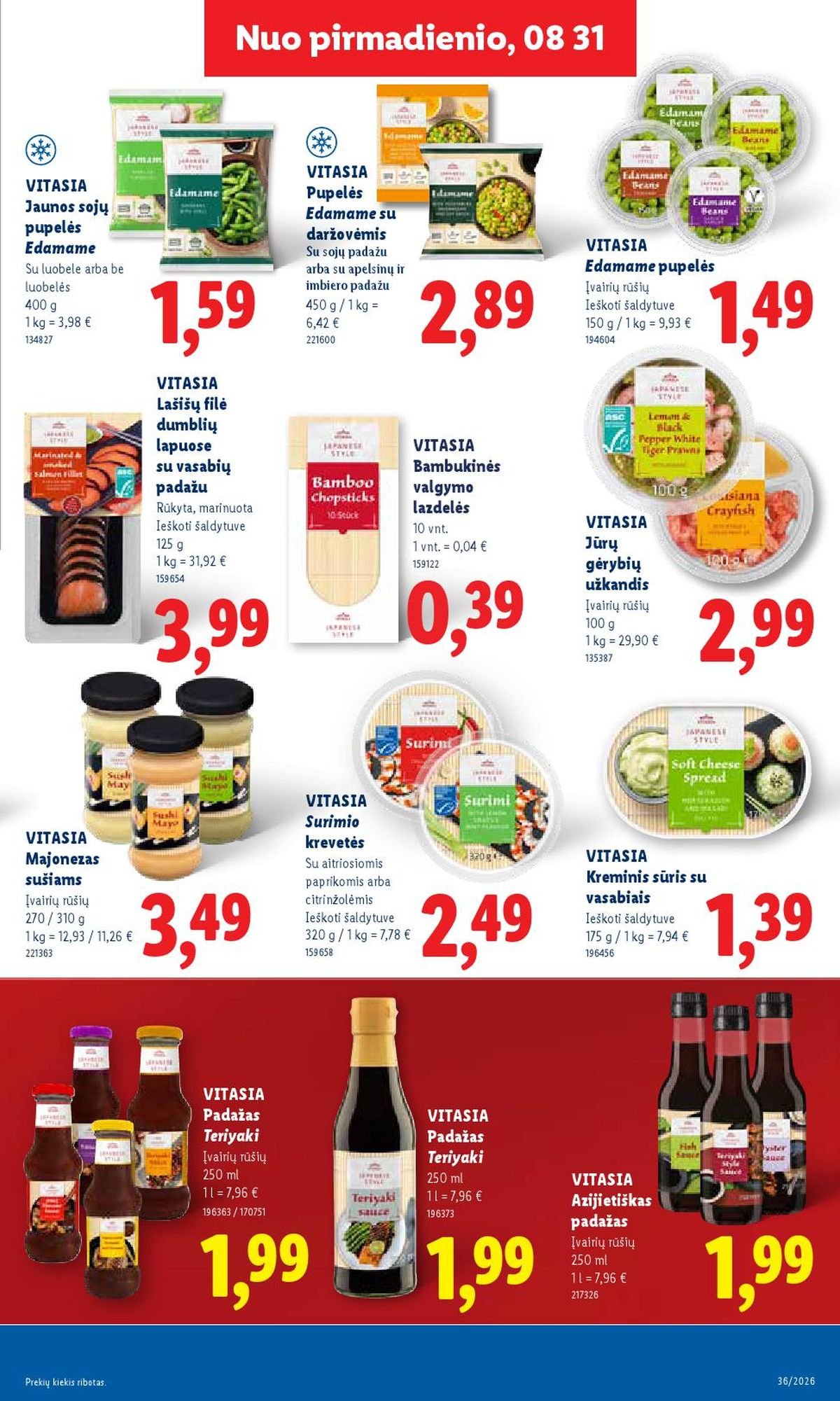 LIDL - Maisto prekių pasiūlymai (2026 08 31 - 2026 09 06)