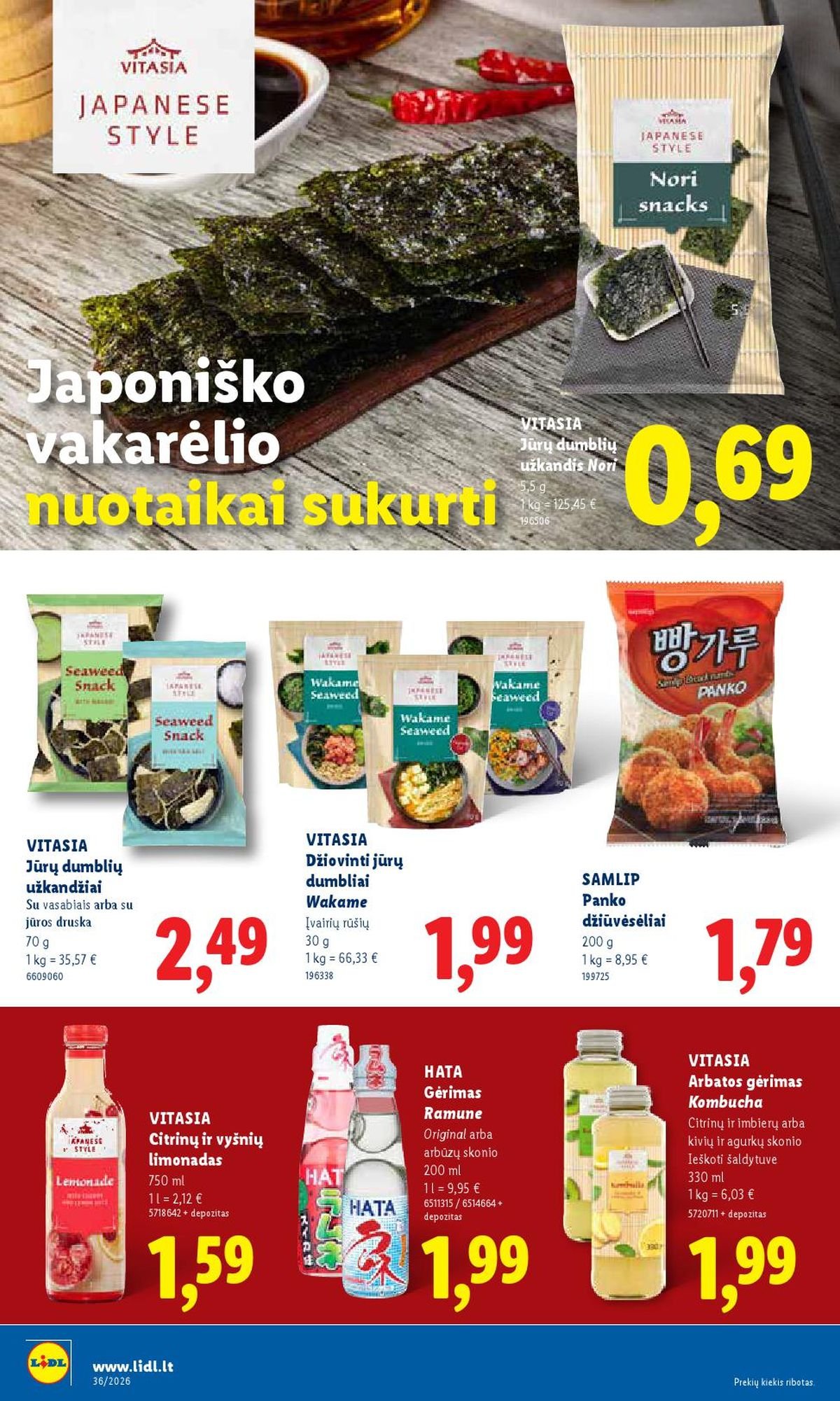 LIDL - Maisto prekių pasiūlymai (2026 08 31 - 2026 09 06)