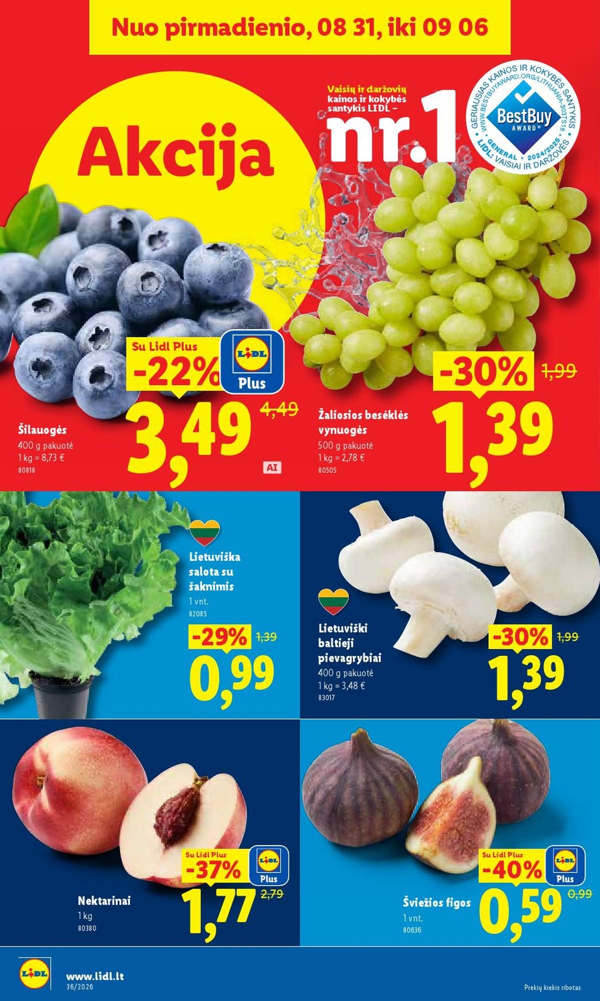 LIDL - Maisto prekių pasiūlymai (2026 08 31 - 2026 09 06)
