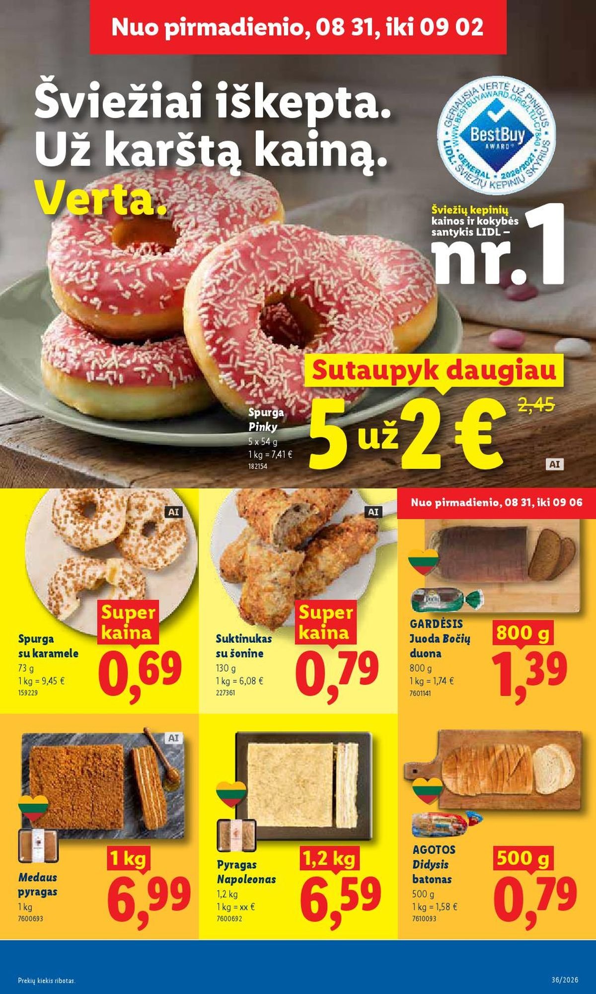 LIDL - Maisto prekių pasiūlymai (2026 08 31 - 2026 09 06)