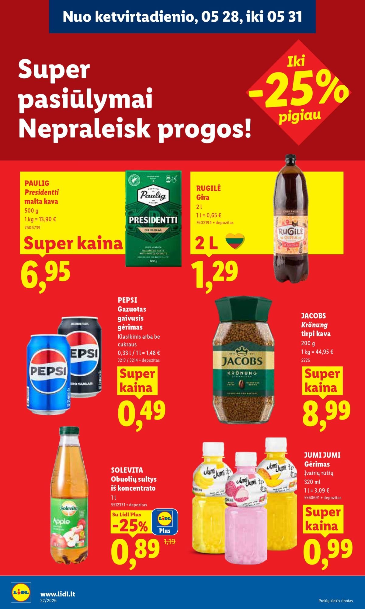 LIDL - Maisto prekių pasiūlymai (2026 05 25 - 2026 05 31)