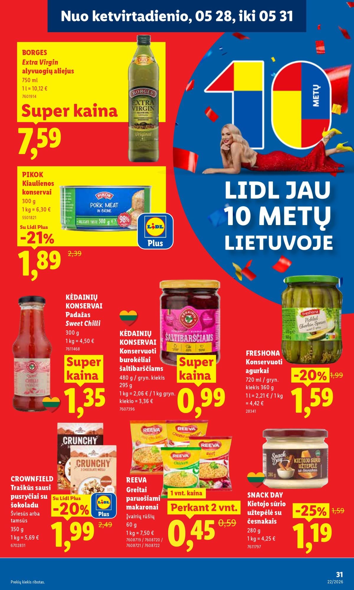 LIDL - Maisto prekių pasiūlymai (2026 05 25 - 2026 05 31)