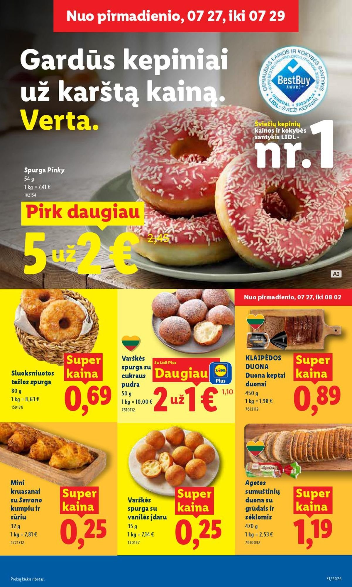 LIDL - Maisto prekių pasiūlymai (2026 07 27 - 2026 08 02)