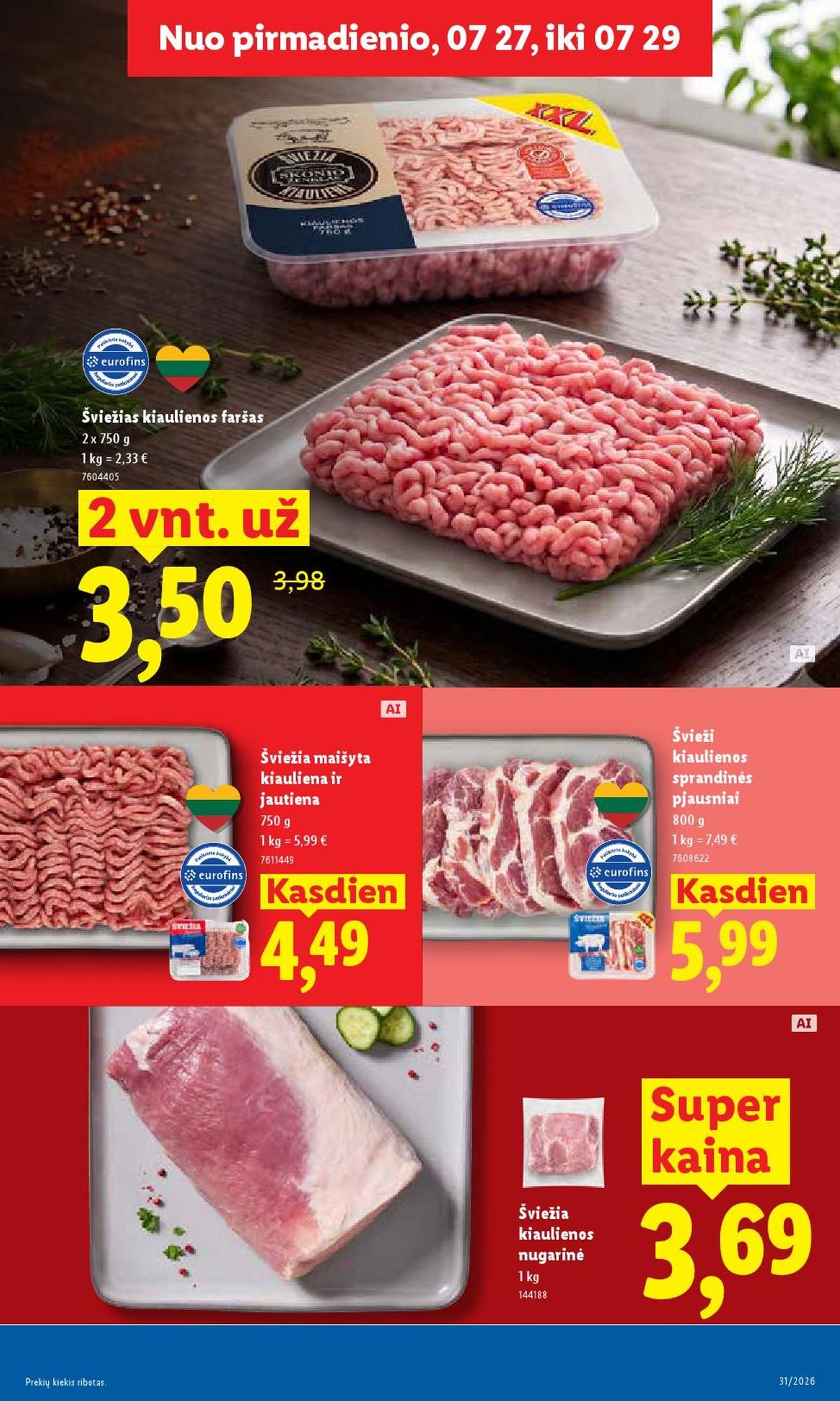 LIDL - Maisto prekių pasiūlymai (2026 07 27 - 2026 08 02)