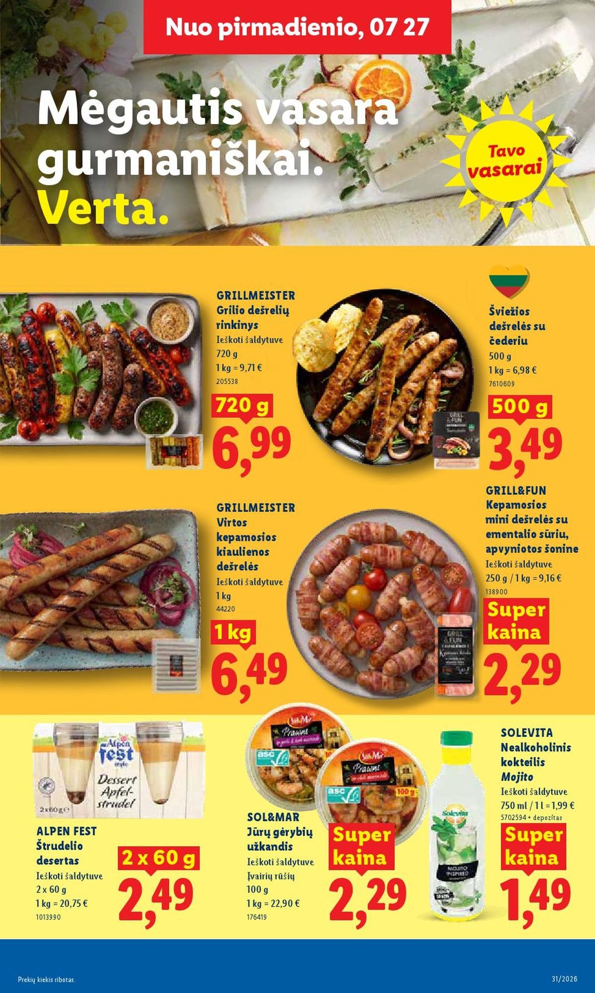 LIDL - Maisto prekių pasiūlymai (2026 07 27 - 2026 08 02)