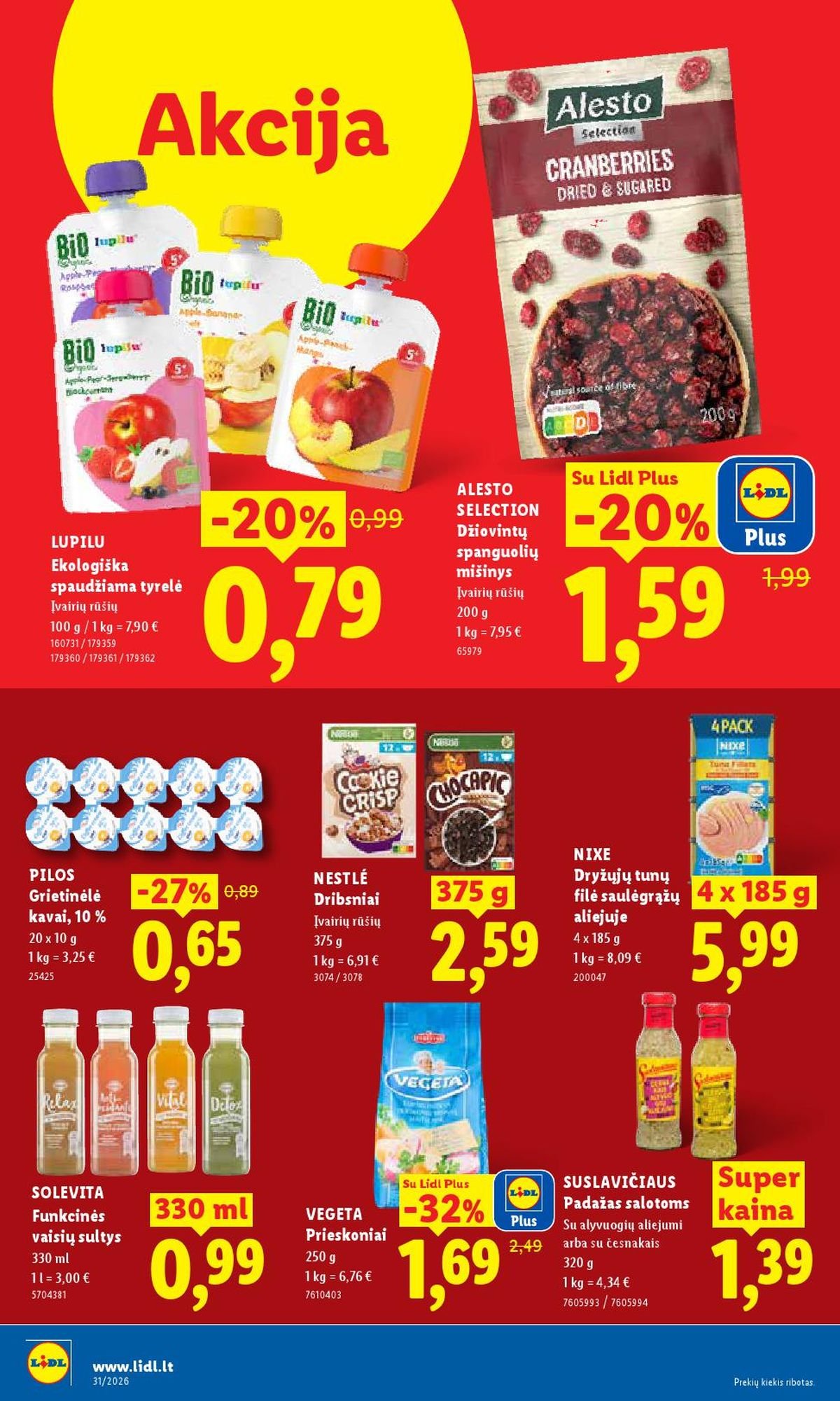LIDL - Maisto prekių pasiūlymai (2026 07 27 - 2026 08 02)