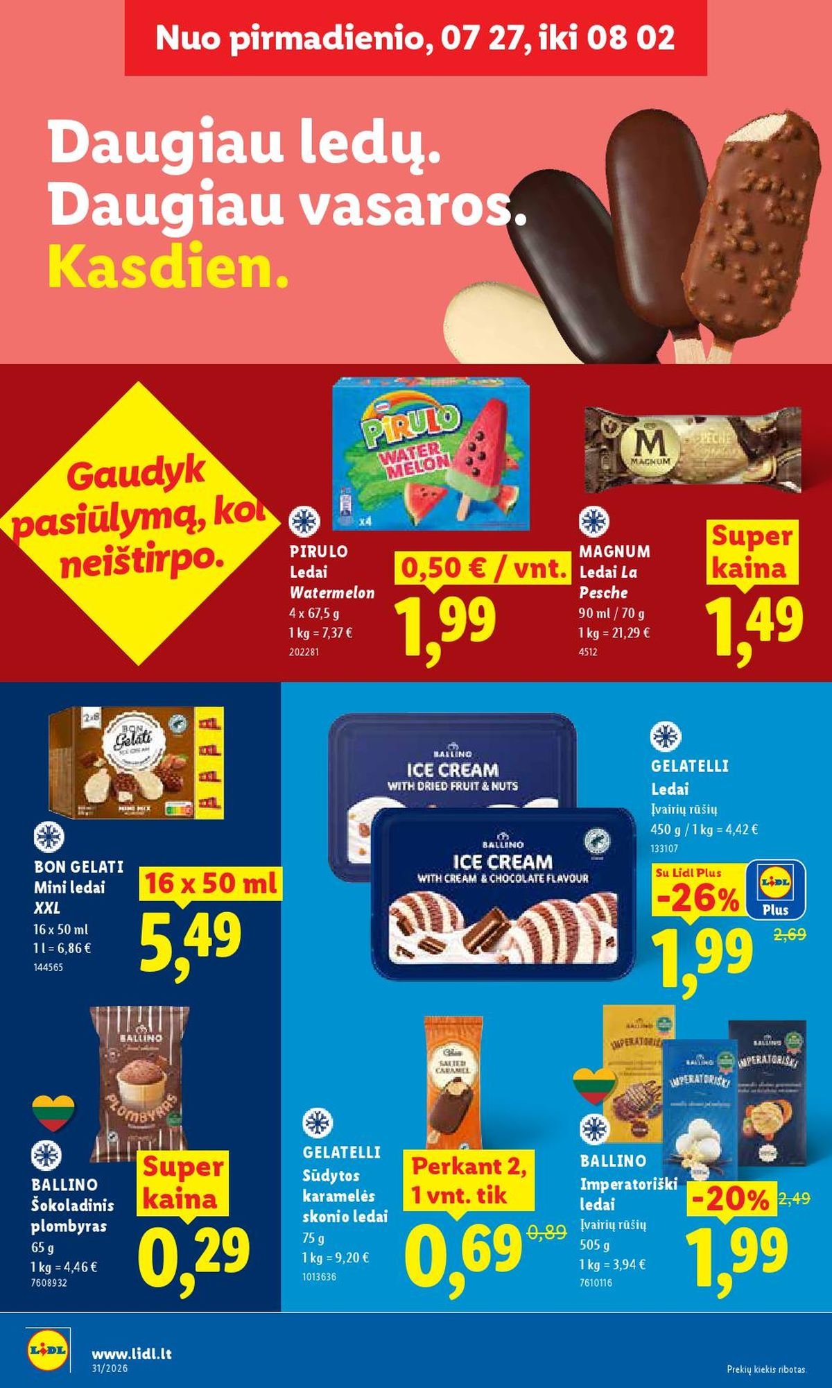 LIDL - Maisto prekių pasiūlymai (2026 07 27 - 2026 08 02)