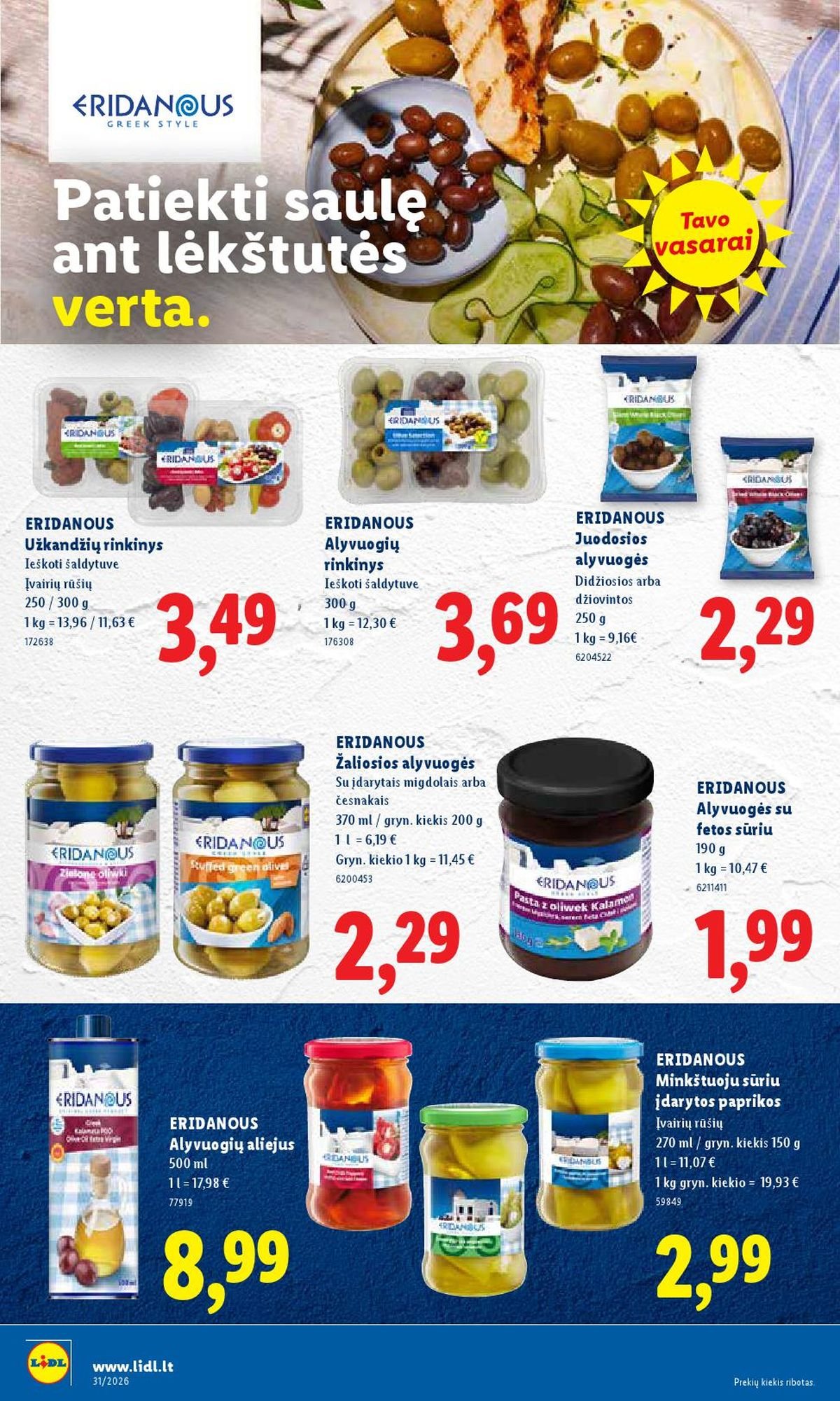 LIDL - Maisto prekių pasiūlymai (2026 07 27 - 2026 08 02)