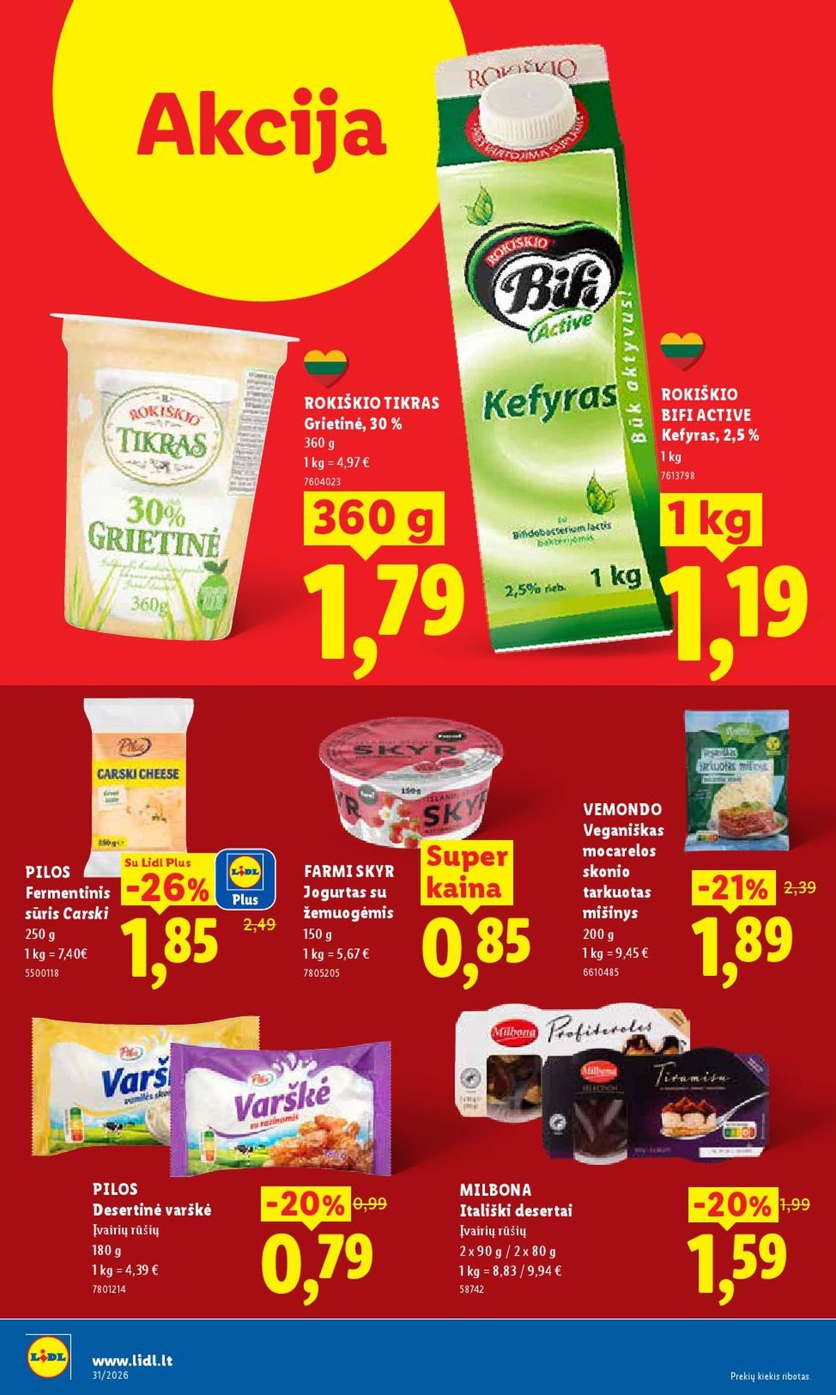 LIDL - Maisto prekių pasiūlymai (2026 07 27 - 2026 08 02)
