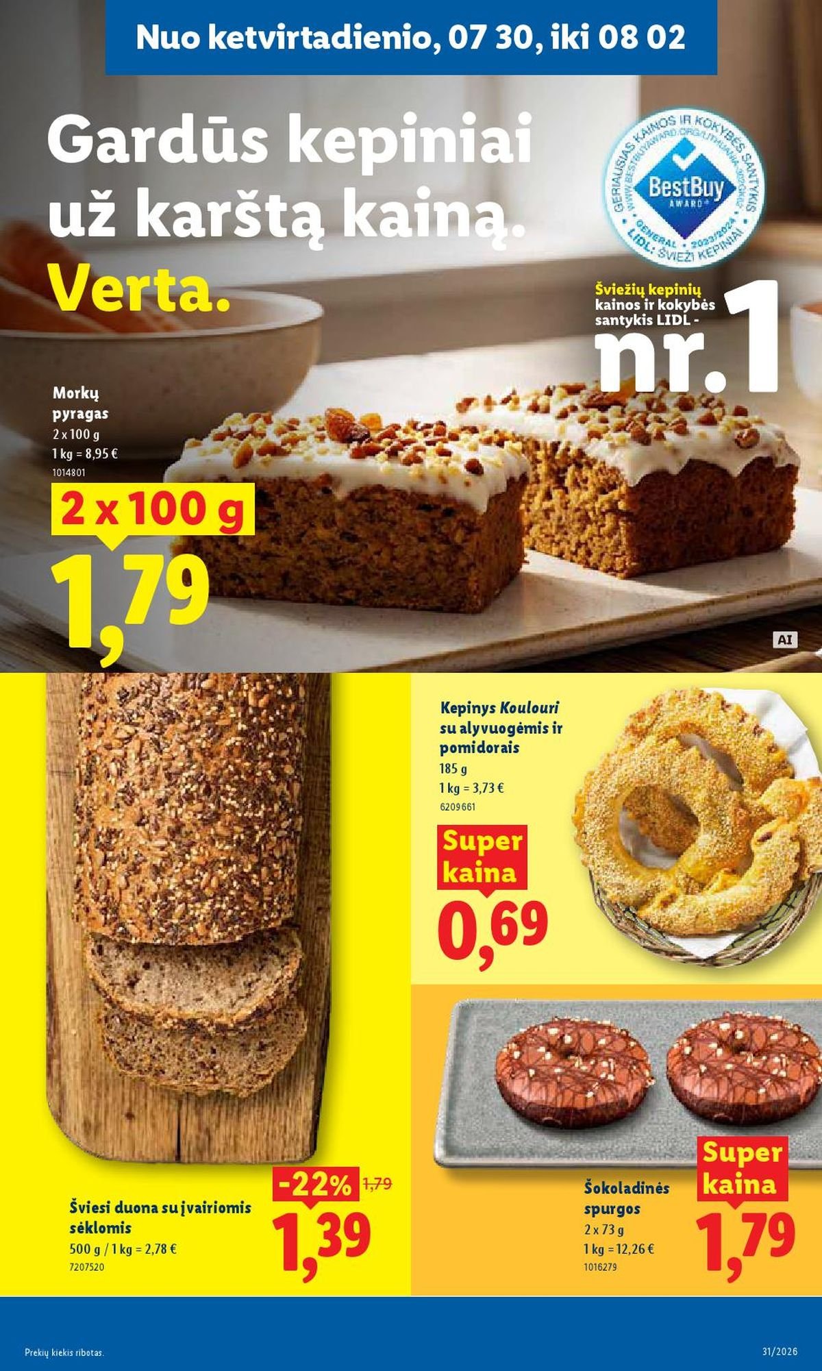 LIDL - Maisto prekių pasiūlymai (2026 07 27 - 2026 08 02)