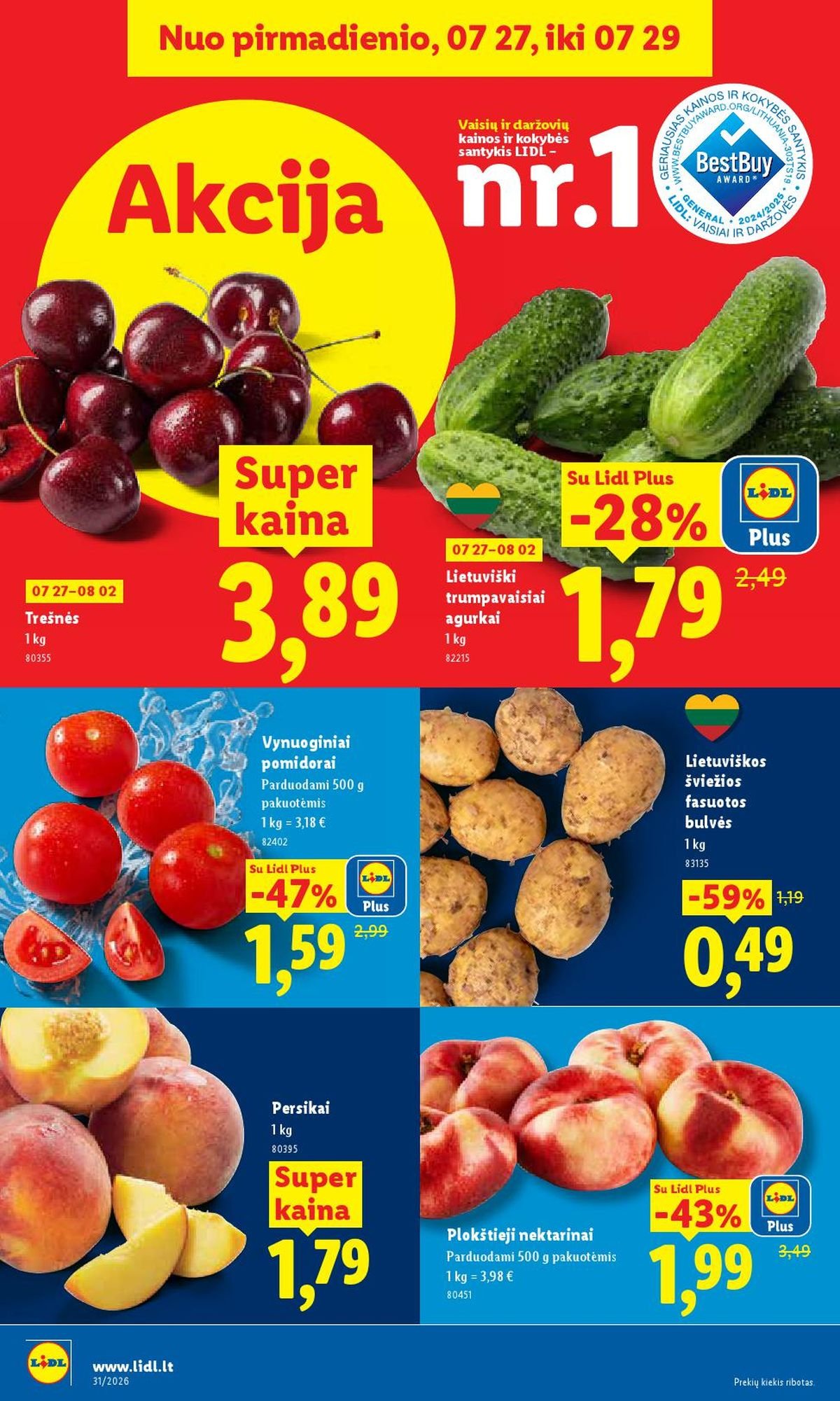 LIDL - Maisto prekių pasiūlymai (2026 07 27 - 2026 08 02)