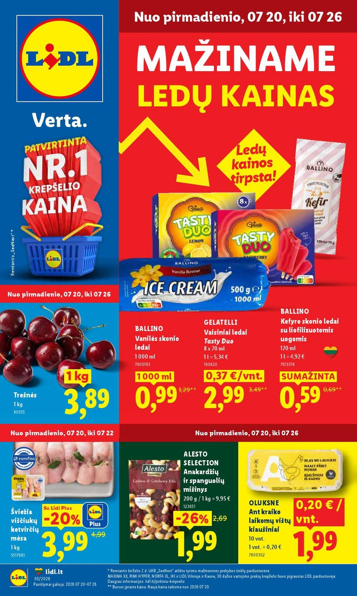 LIDL - Maisto prekių pasiūlymai (2026 07 20 - 2026 07 26)