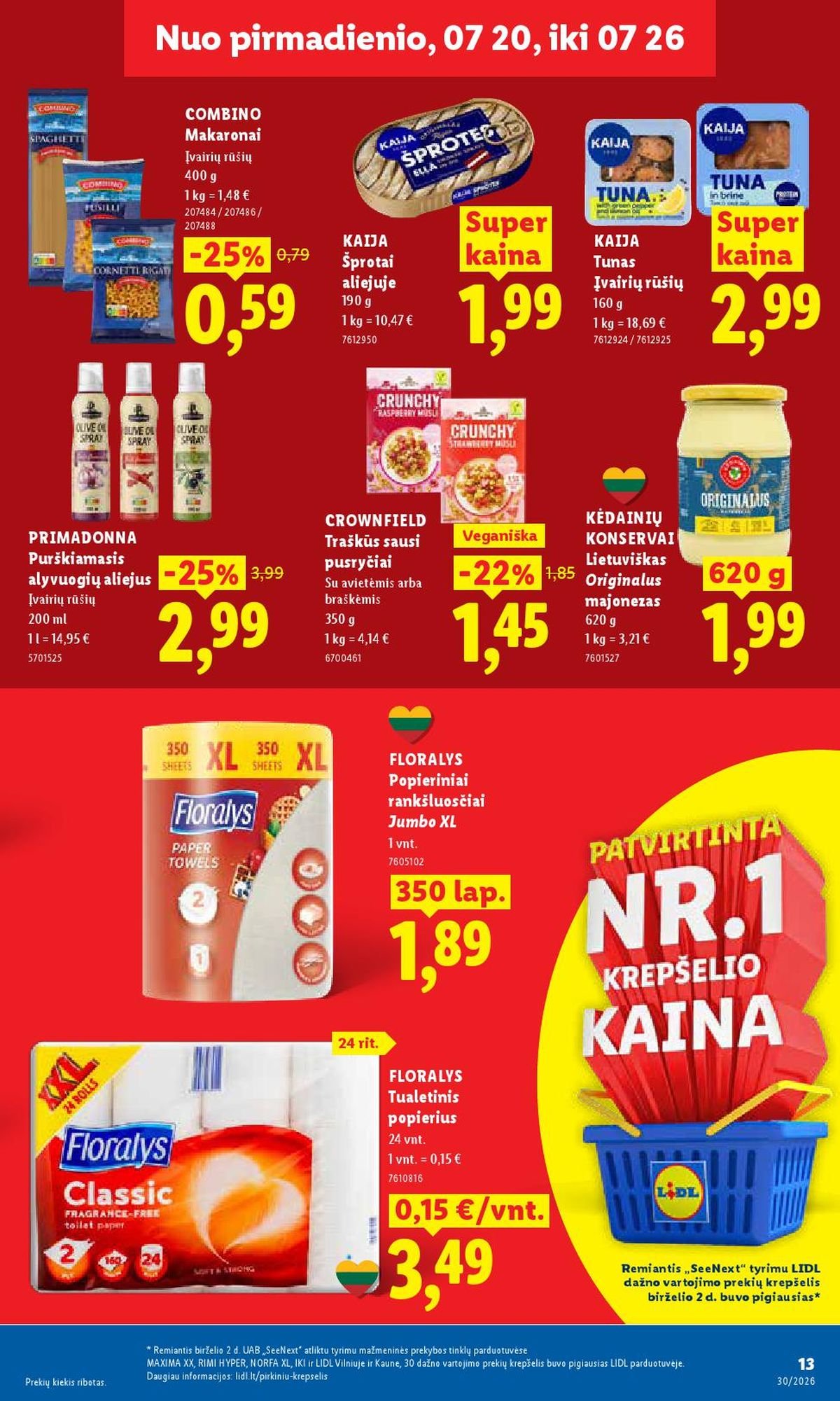 LIDL - Maisto prekių pasiūlymai (2026 07 20 - 2026 07 26)
