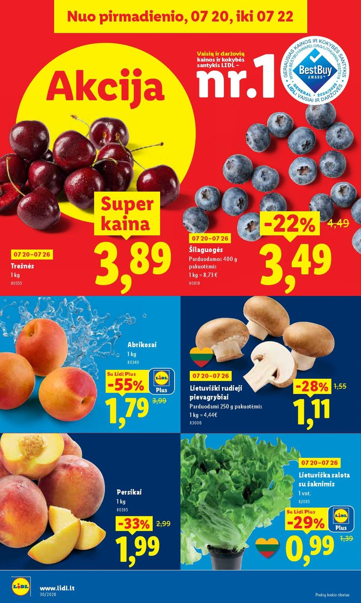 LIDL - Maisto prekių pasiūlymai (2026 07 20 - 2026 07 26)