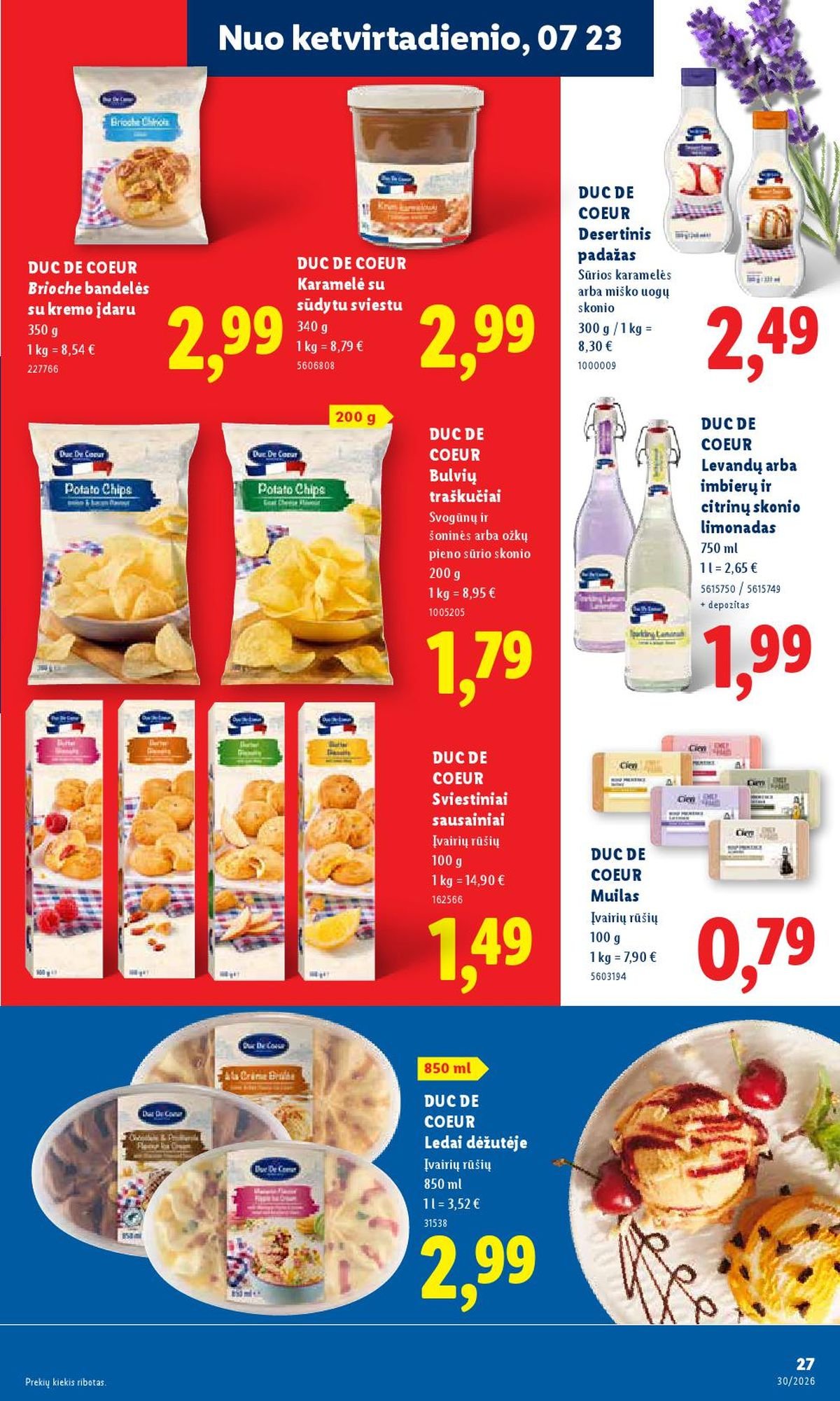 LIDL - Maisto prekių pasiūlymai (2026 07 20 - 2026 07 26)