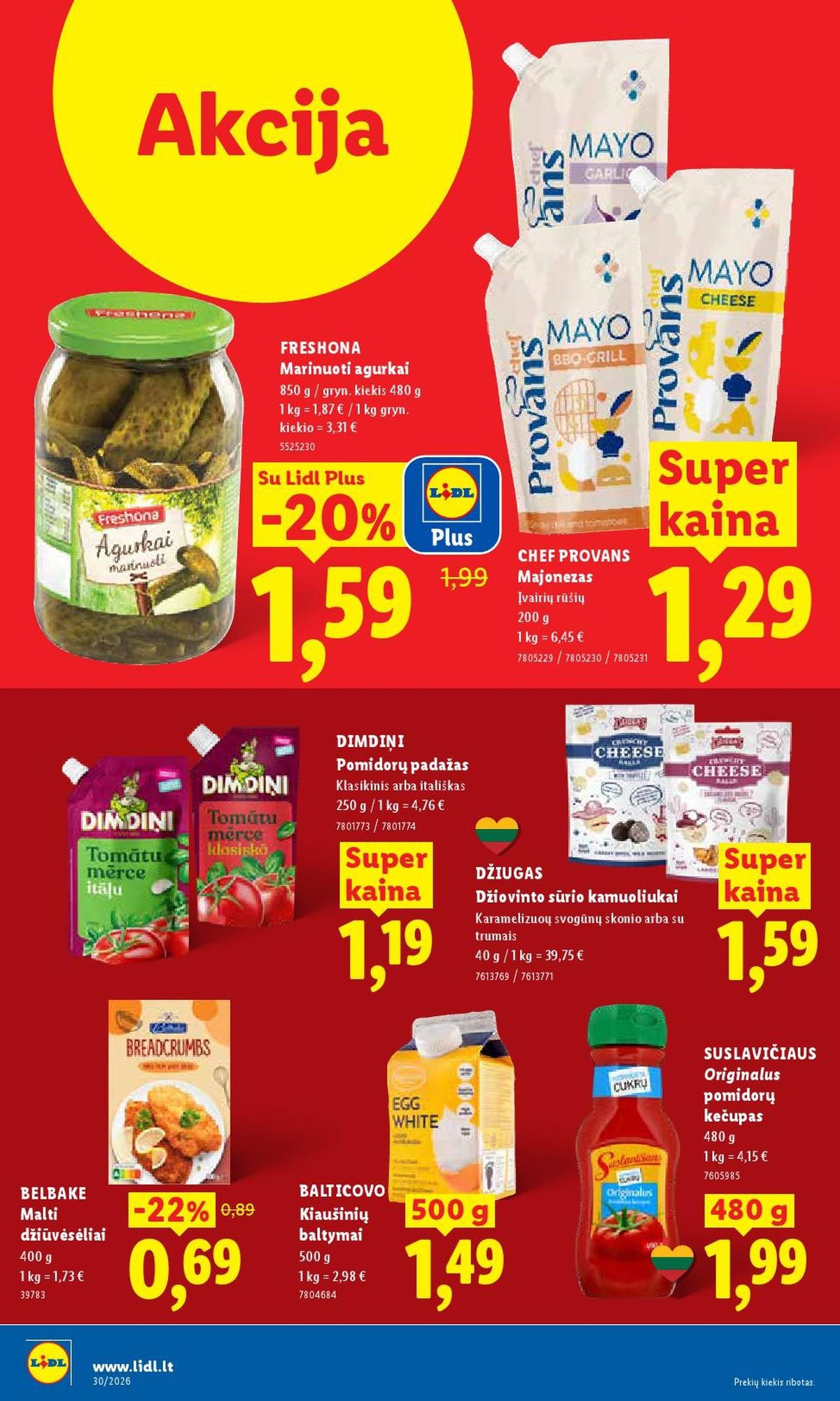 LIDL - Maisto prekių pasiūlymai (2026 07 20 - 2026 07 26)