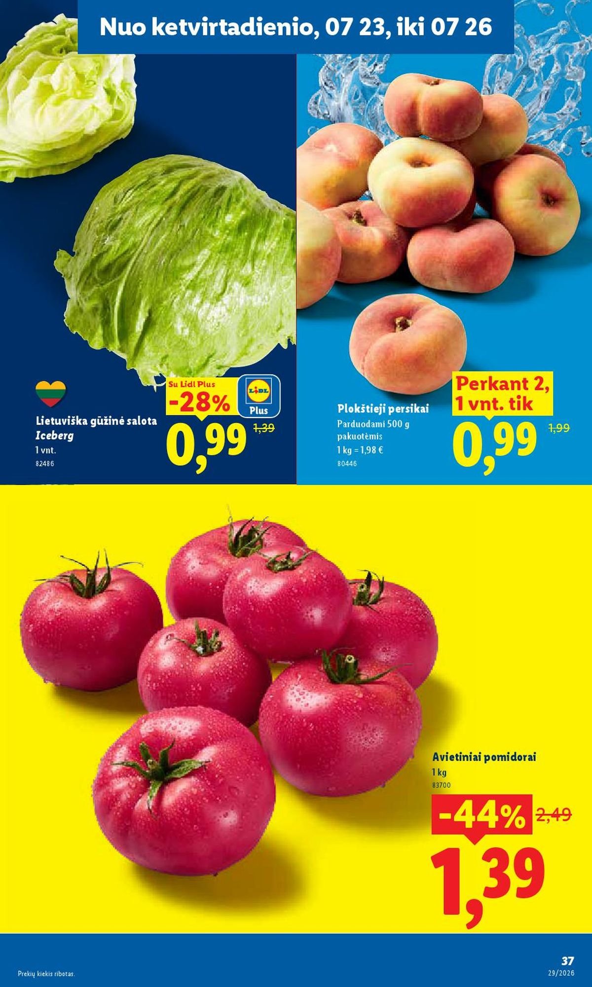 LIDL - Maisto prekių pasiūlymai (2026 07 20 - 2026 07 26)