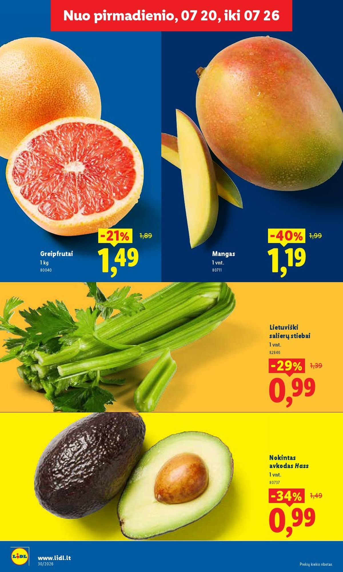 LIDL - Maisto prekių pasiūlymai (2026 07 20 - 2026 07 26)