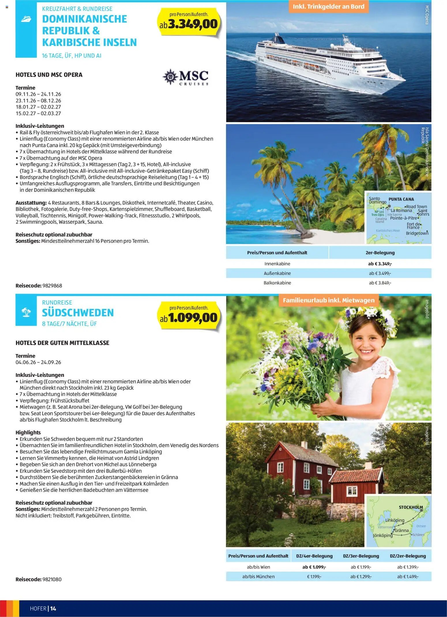 Hofer Reisen prospekt seit 31.12.2025 Flugblatt