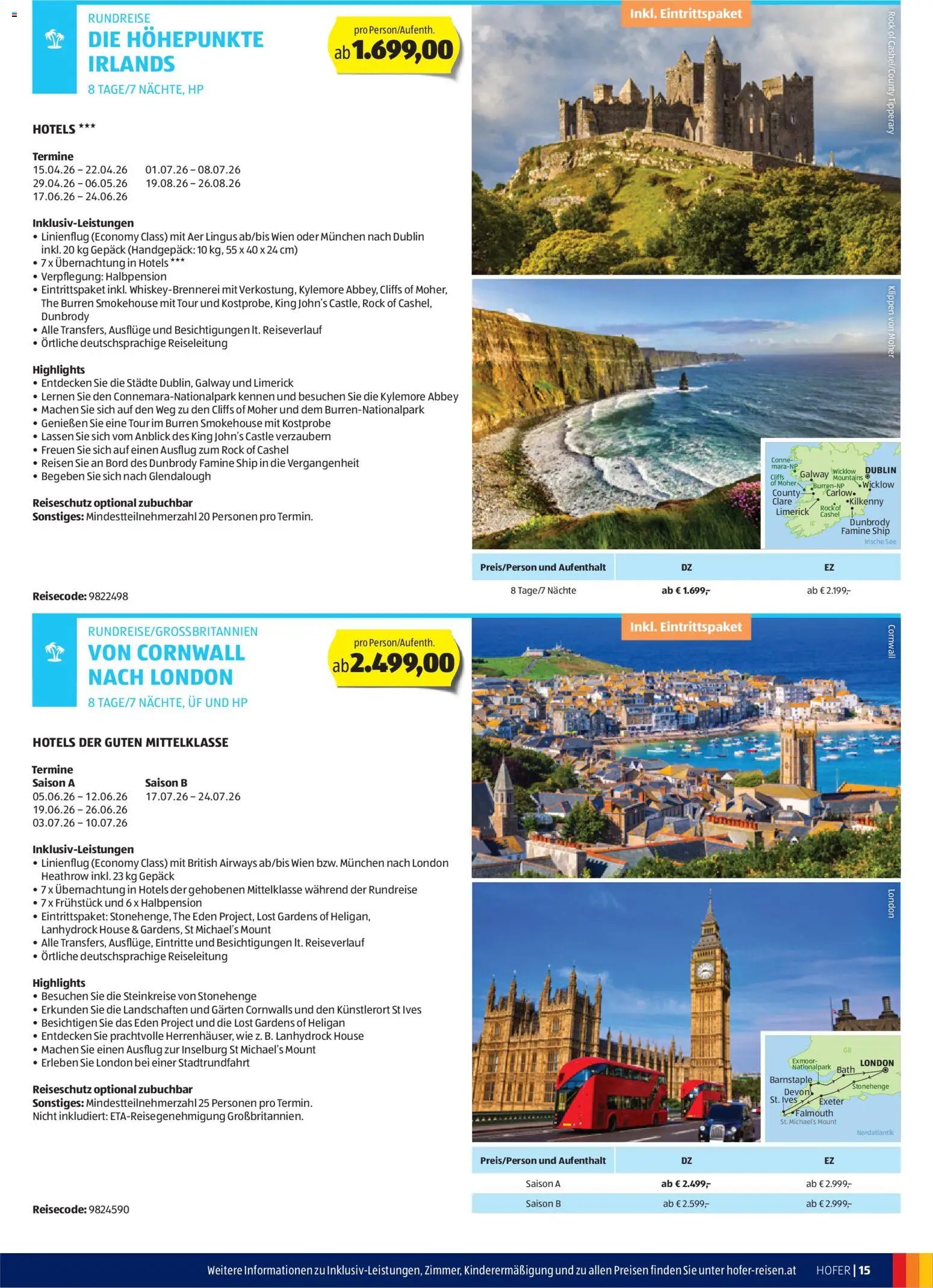 Hofer Reisen prospekt seit 31.12.2025 Flugblatt