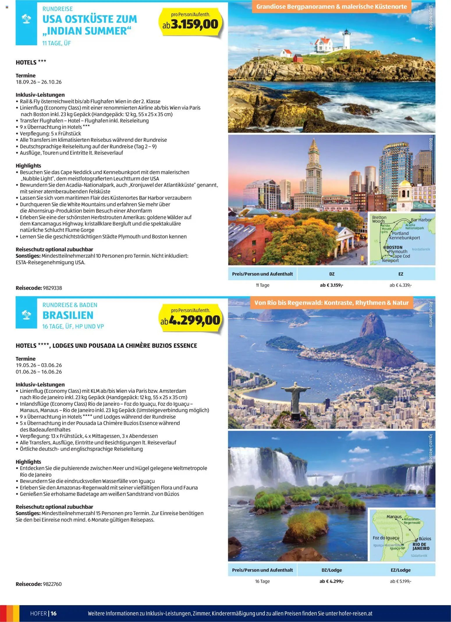 Hofer Reisen prospekt seit 31.12.2025 Flugblatt