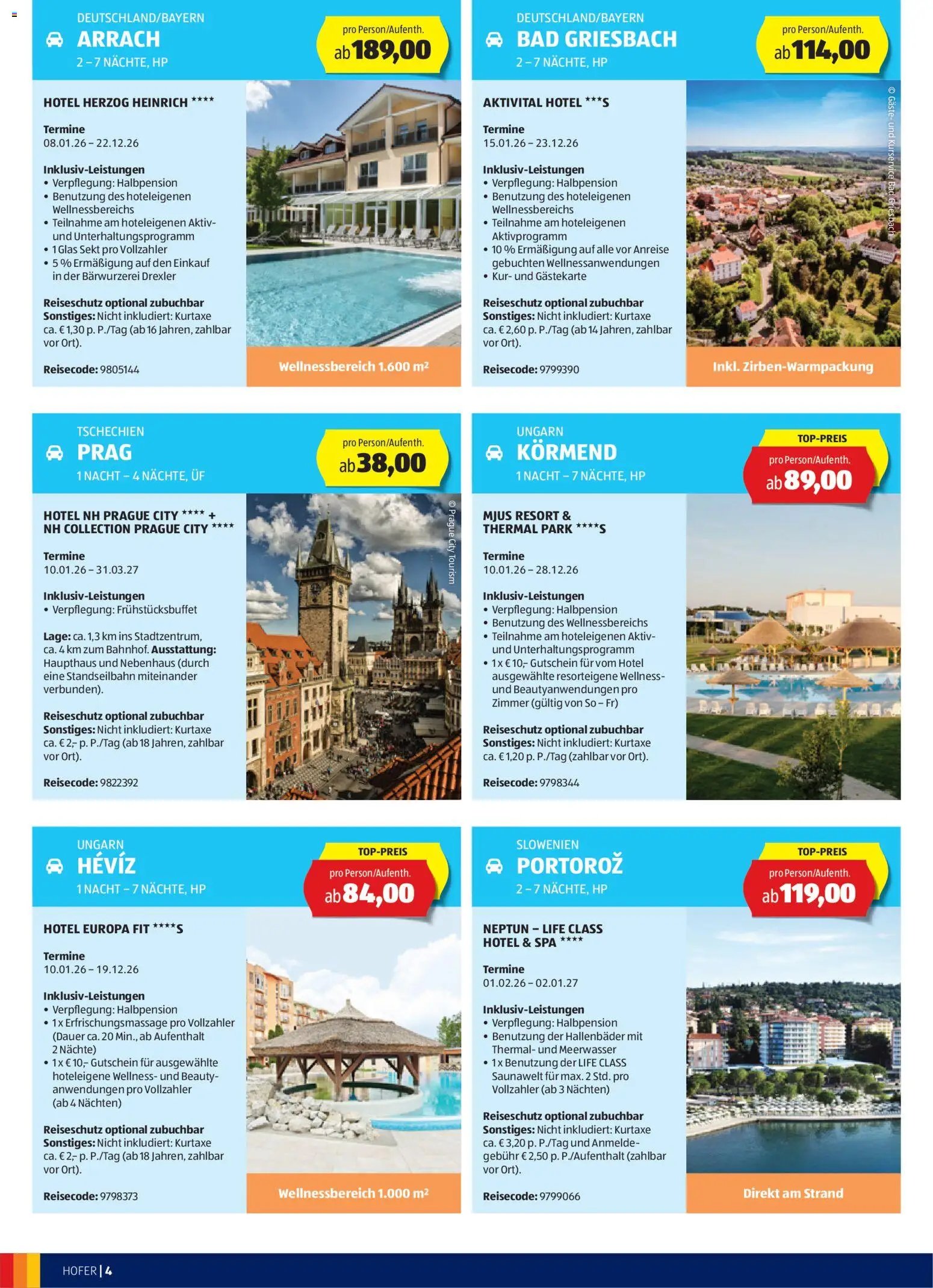 Hofer Reisen prospekt seit 31.12.2025 Flugblatt