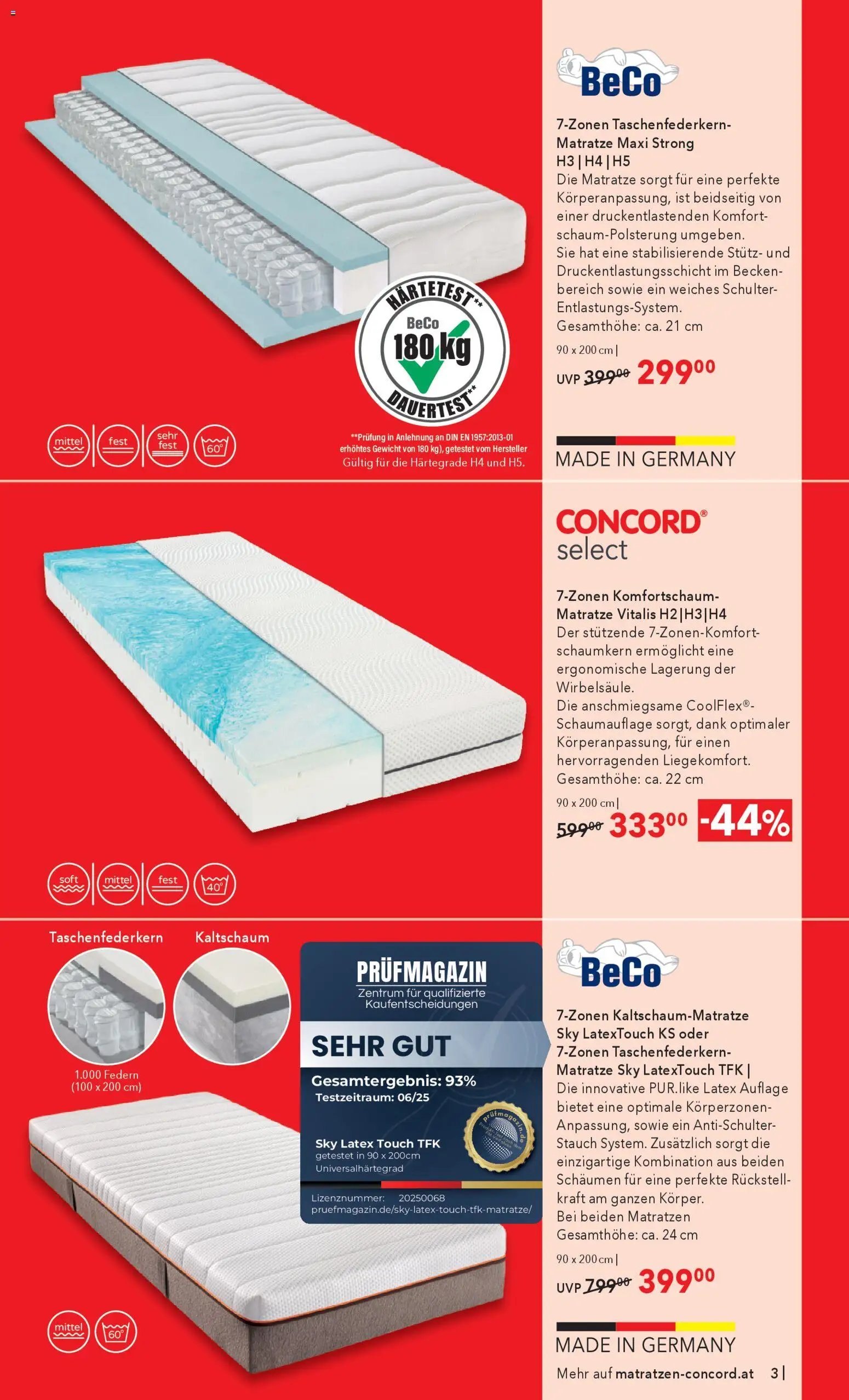 Matratzen Concord prospekt seit 27.12.2025 Flugblatt