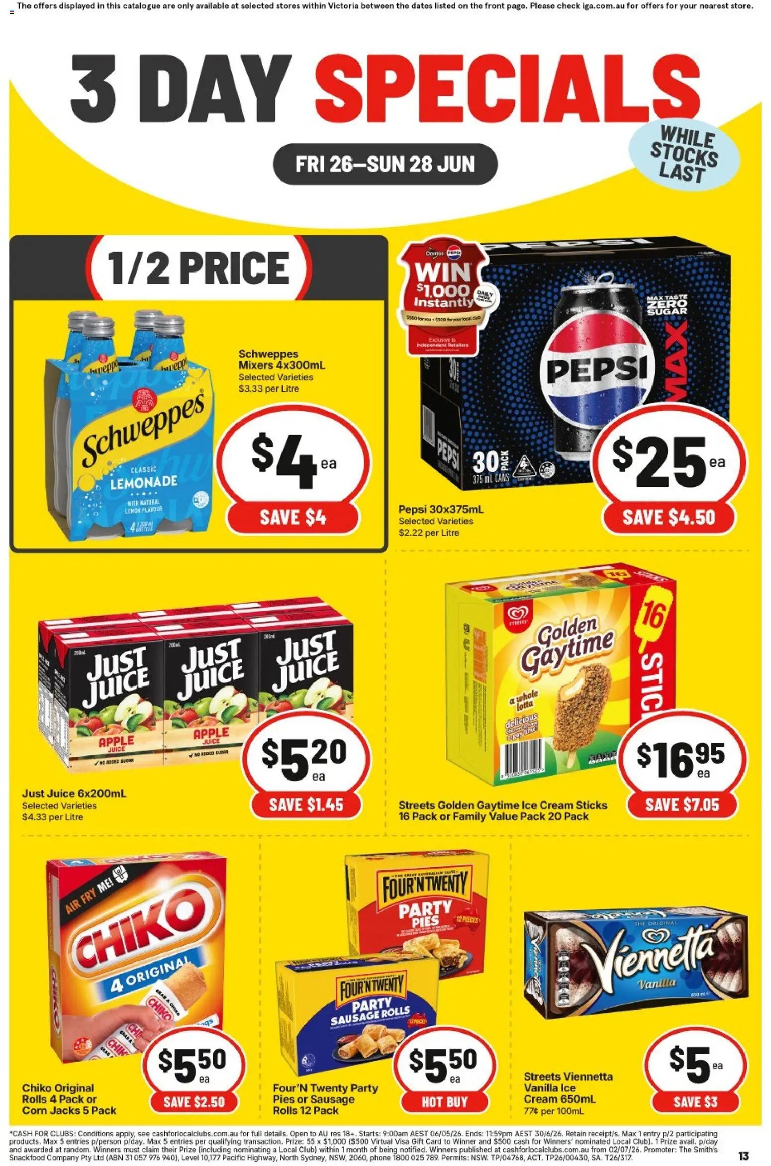 IGA catalogue from 26/06/2026 IGA -3 Day Specials - VIC