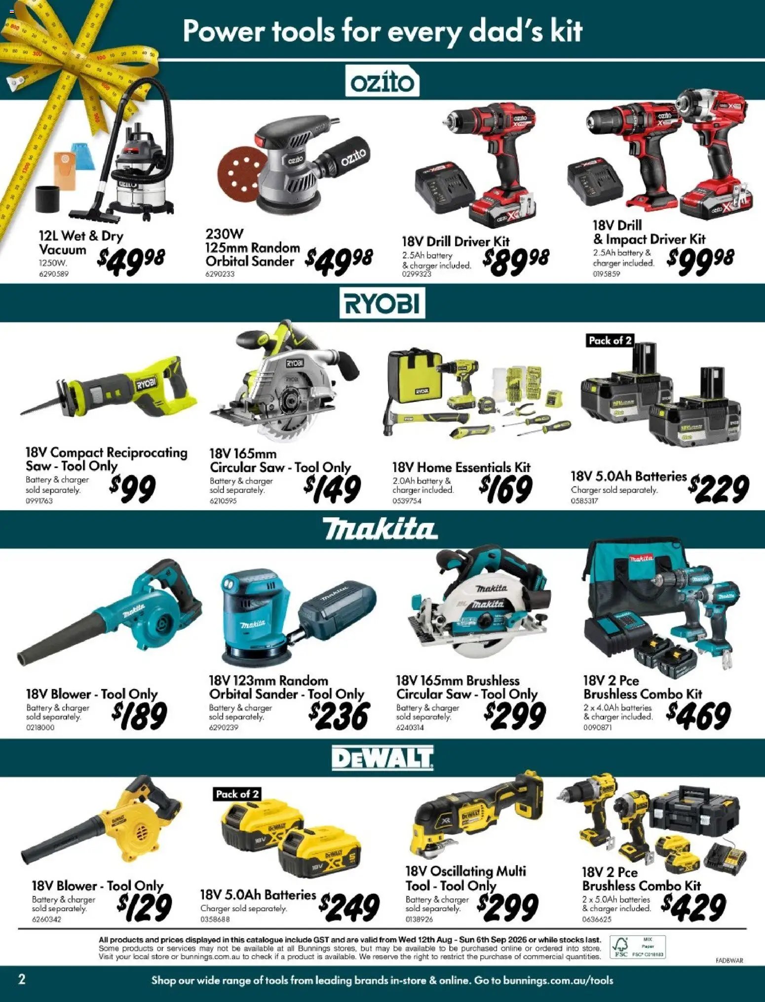 Bunnings Warehouse catalogue from 12/08/2026 Bunnings Gifts Built for Dad