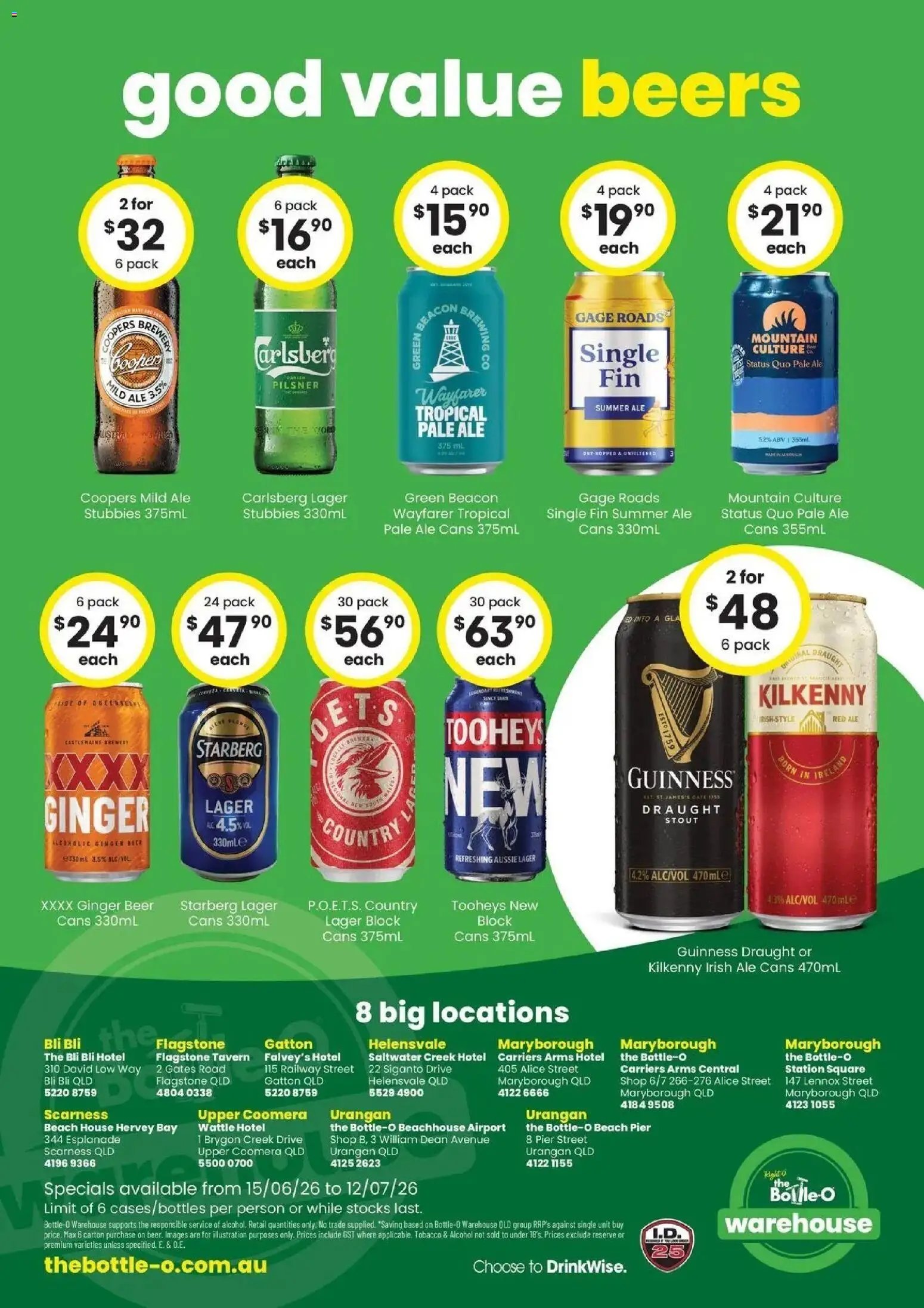 The Bottle-O catalogue from 14/06/2026 Good Value Booze, For Good Value People. QLD 15/06