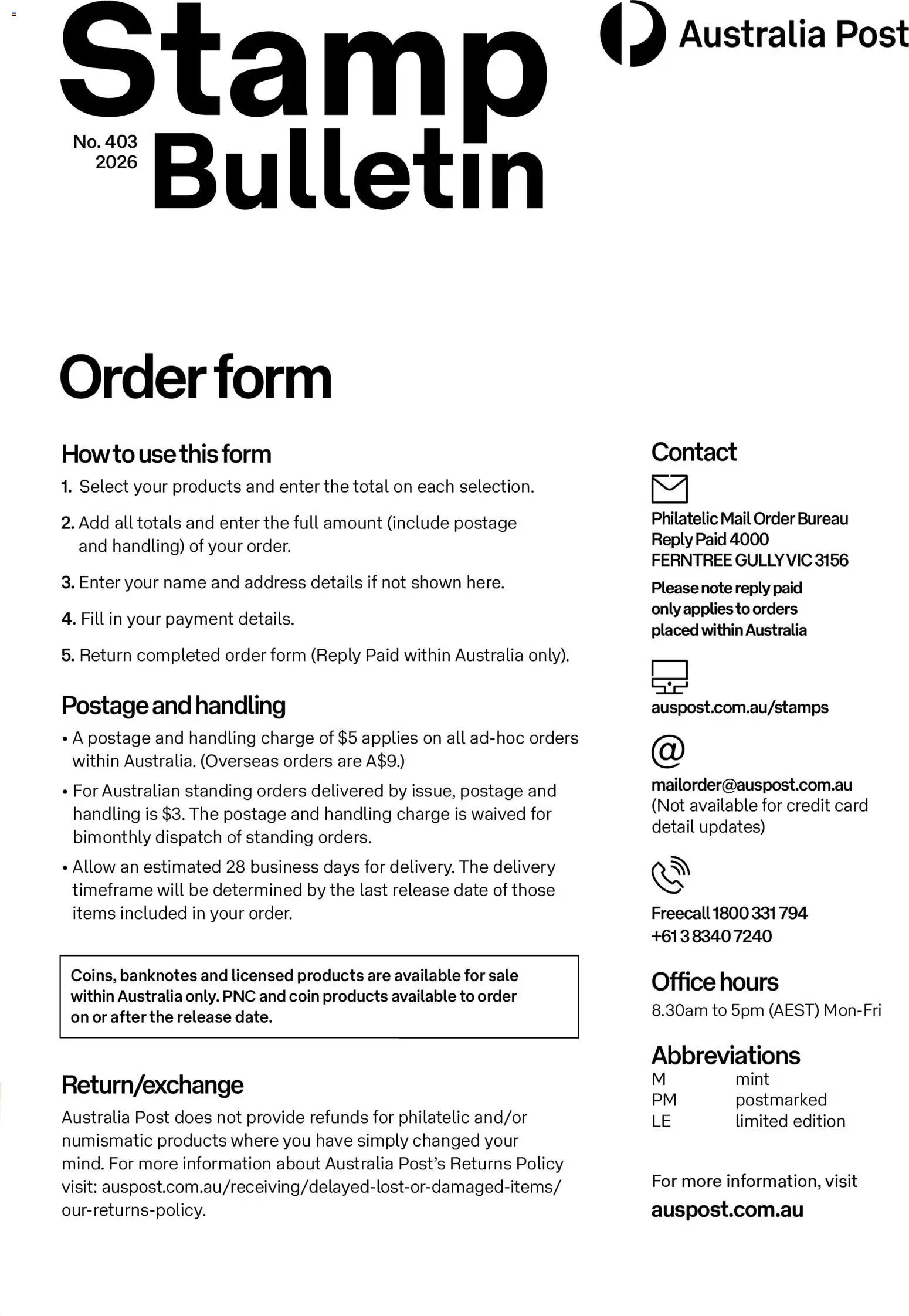 Australia Post catalogue from 01/09/2026 Australia Post catalogue