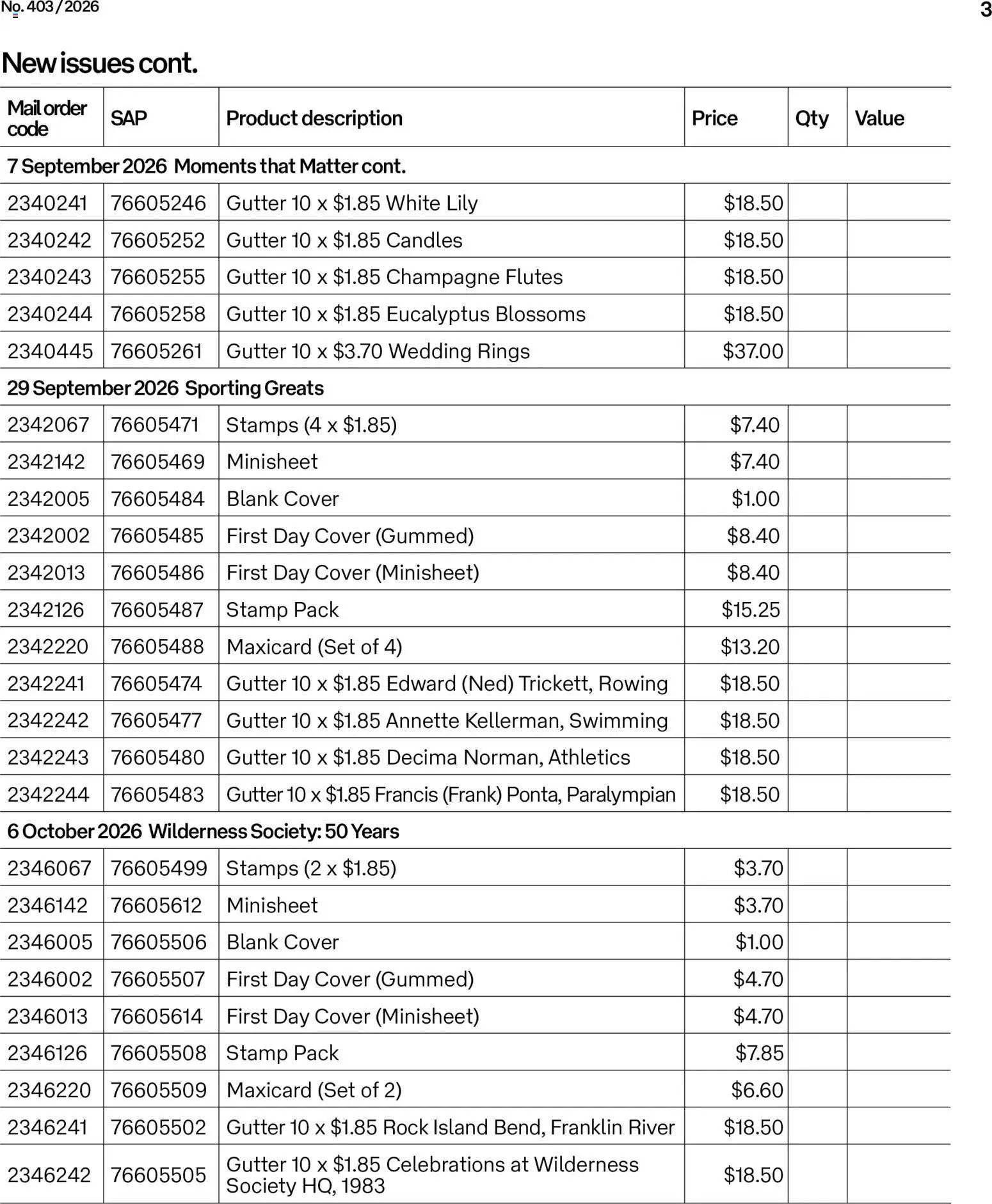 Australia Post catalogue from 01/09/2026 Australia Post catalogue