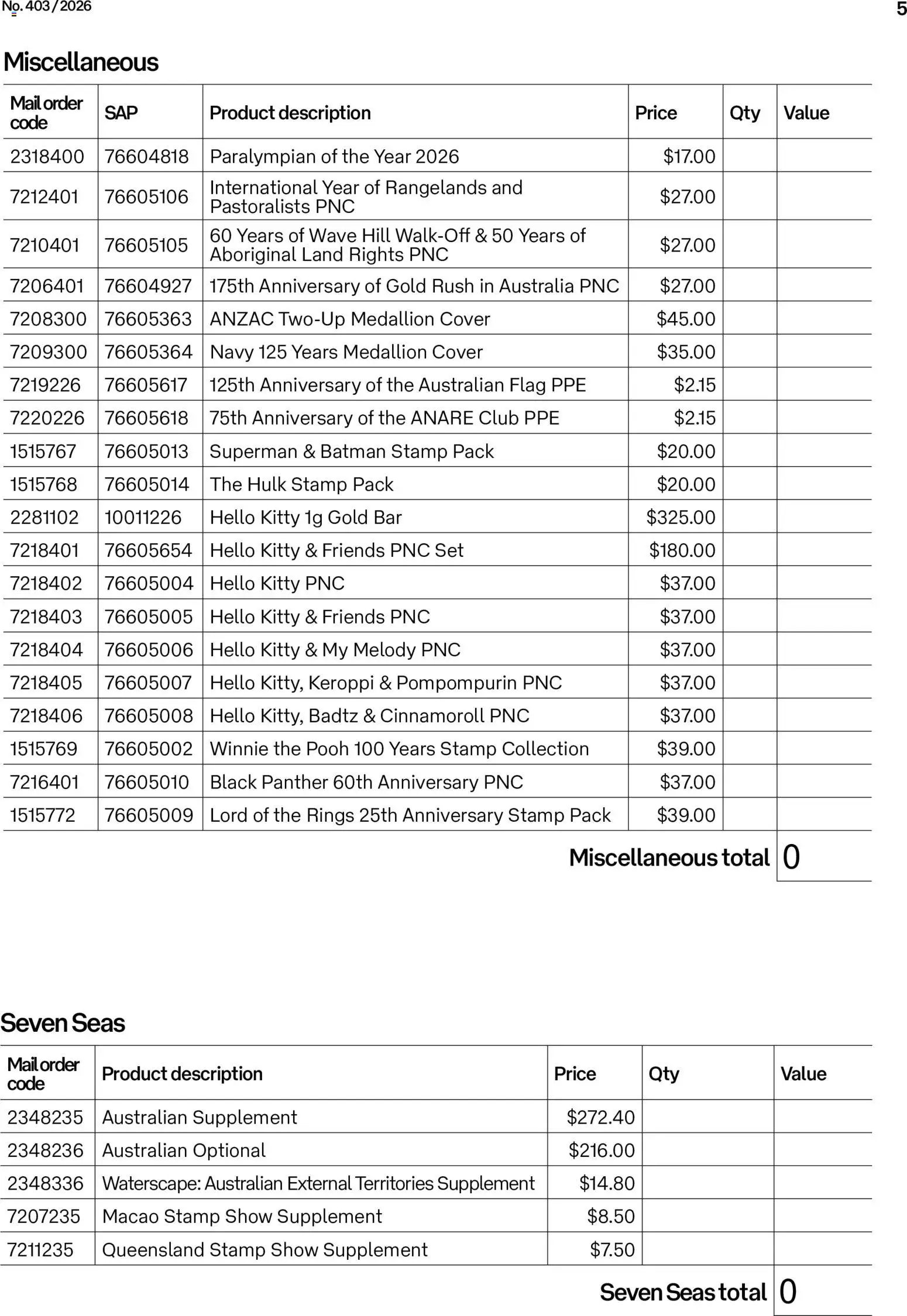 Australia Post catalogue from 01/09/2026 Australia Post catalogue