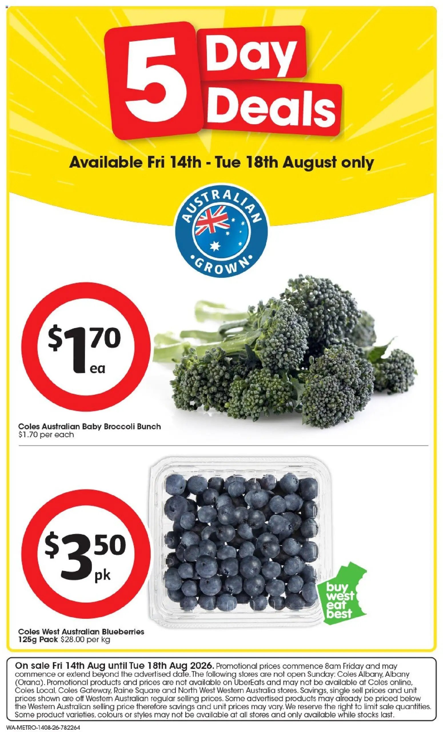 Coles catalogue from 14/08/2026 IGA 5 Day Deals WA