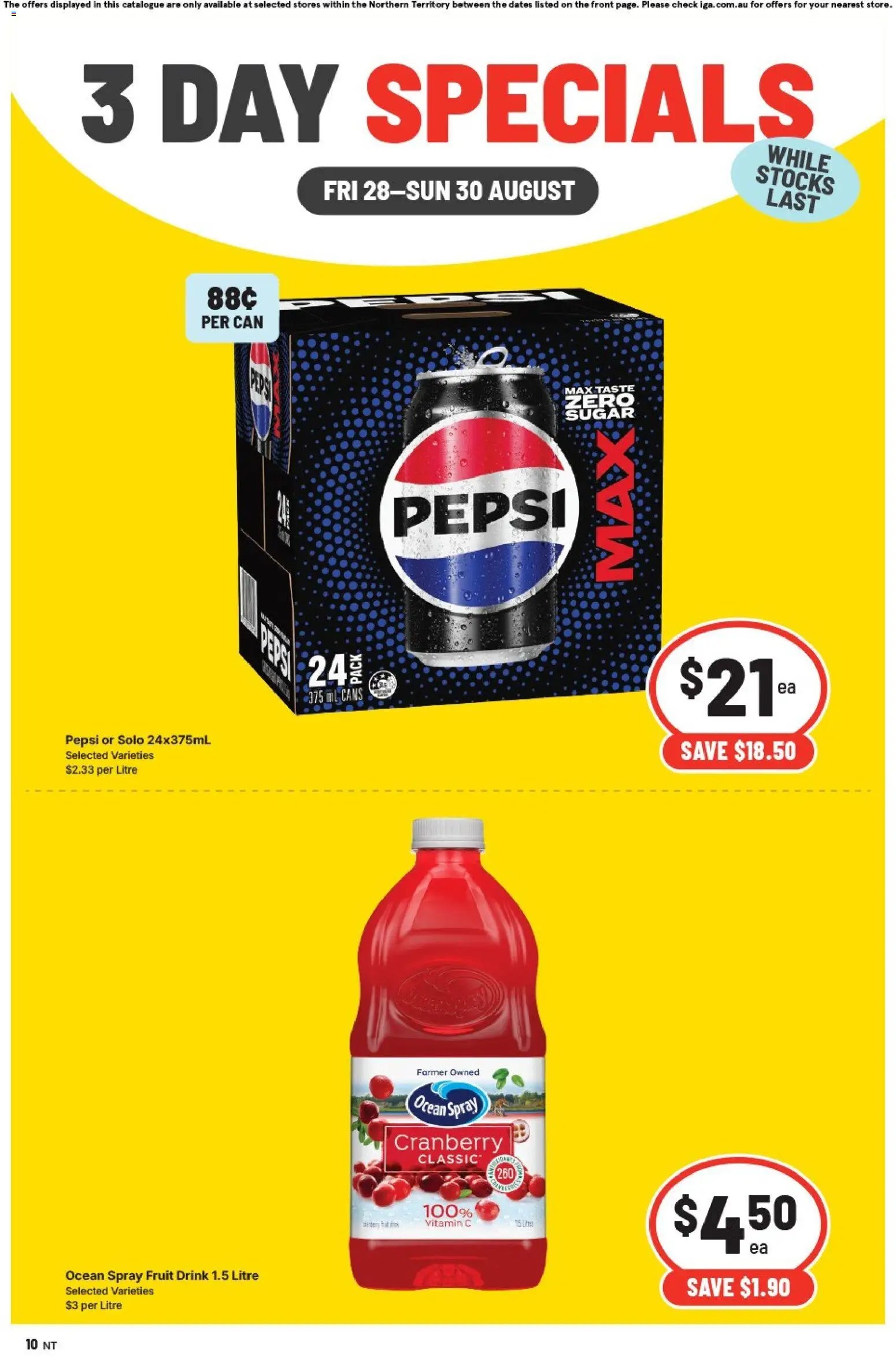 IGA catalogue from 28/08/2026 IGA 3 Day Specials NT