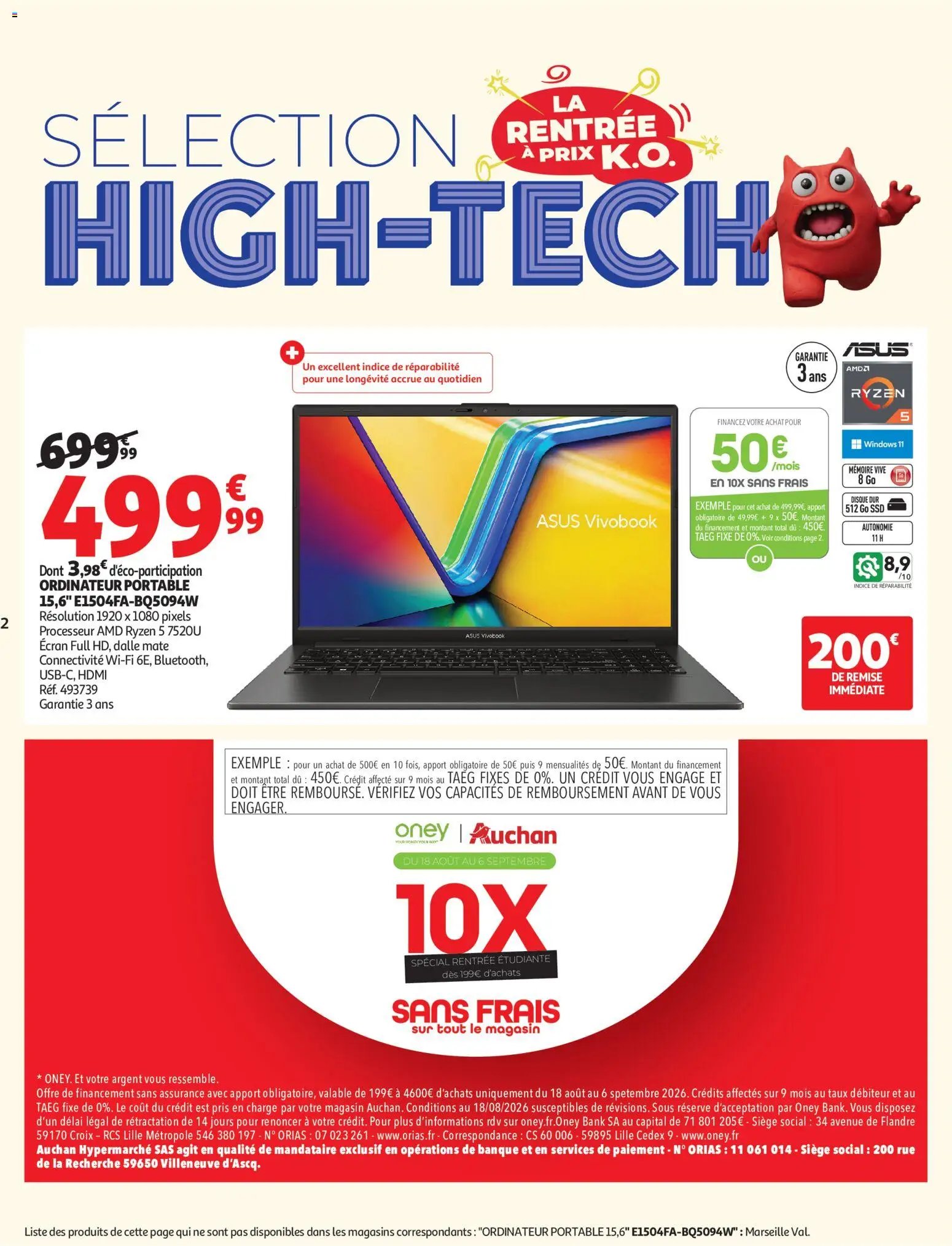 Auchan folder van 18.08.2026 Auchan Promos rentrée étudiants