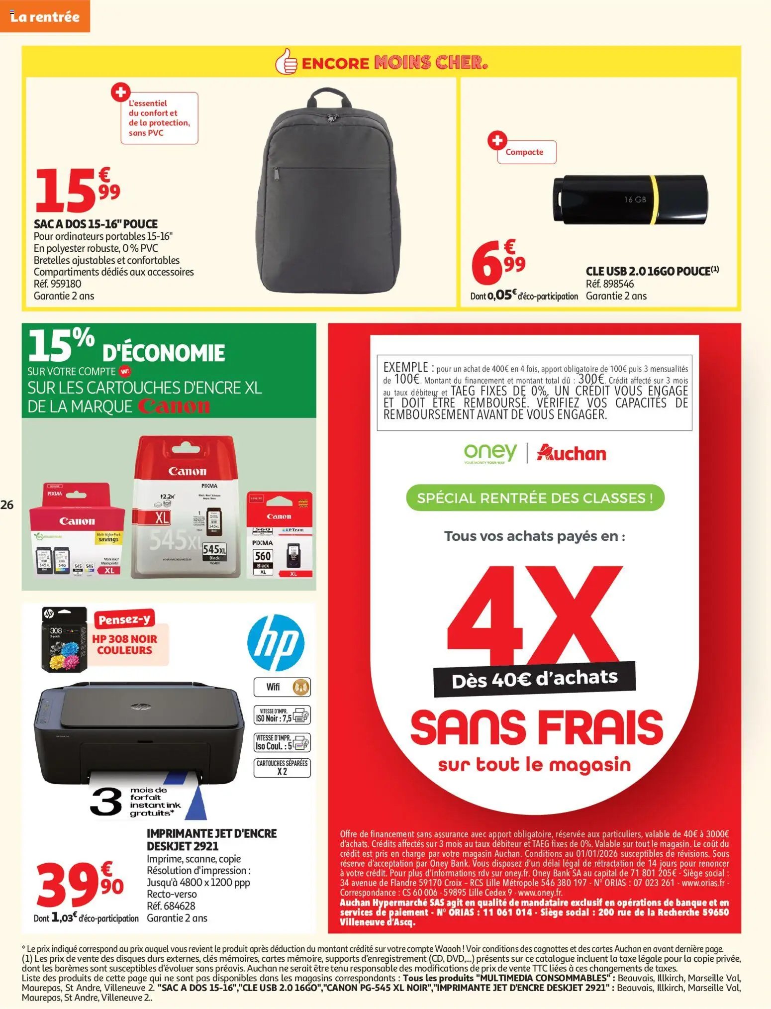 Auchan folder van 04.08.2026 Auchan Rentrée scolaire hypers
