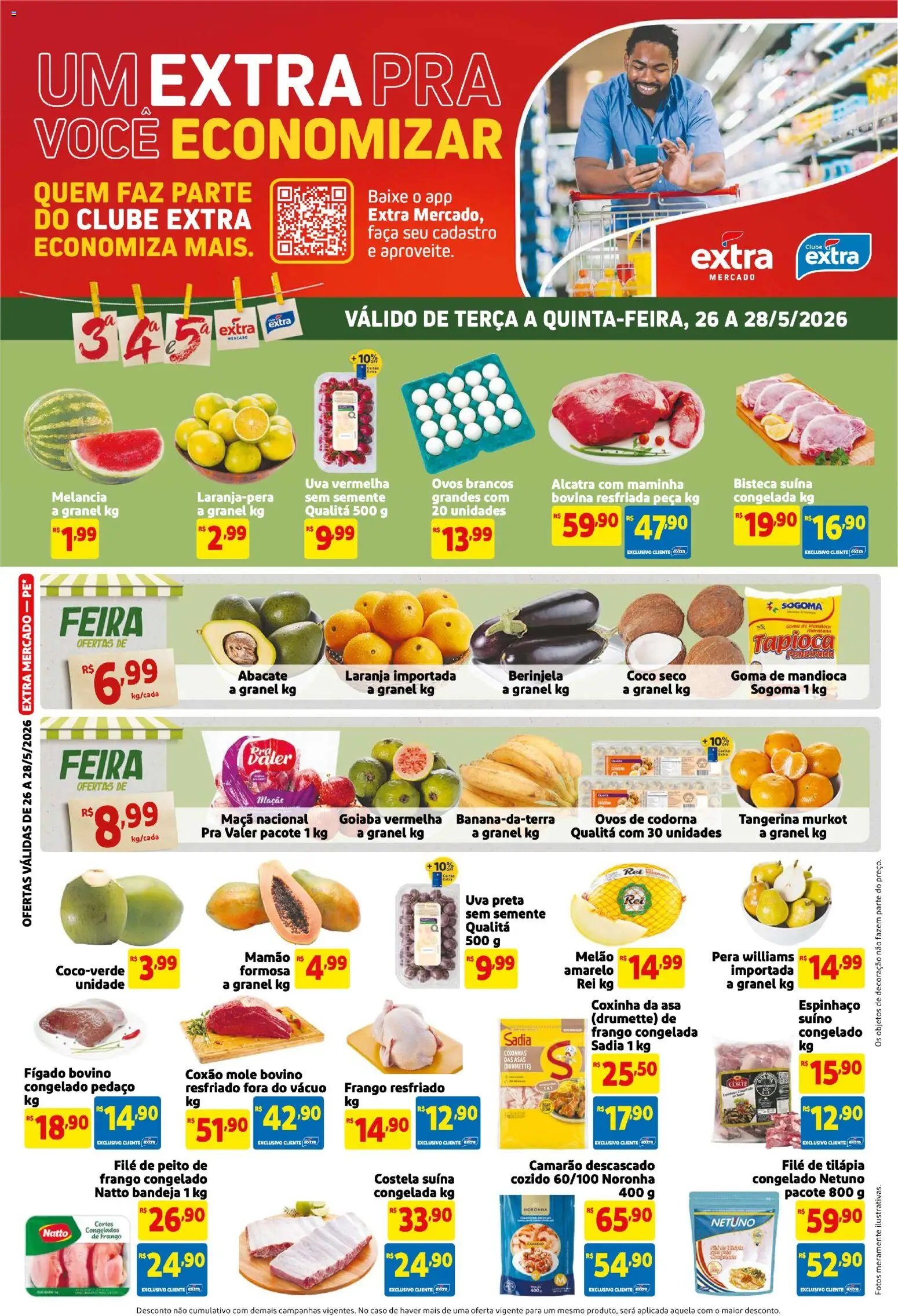 Extra folheto a partir de 26/05/2026 Extra ofertas de Mercado Terça e Quinta (2026-05-26 - 2026-05-28)