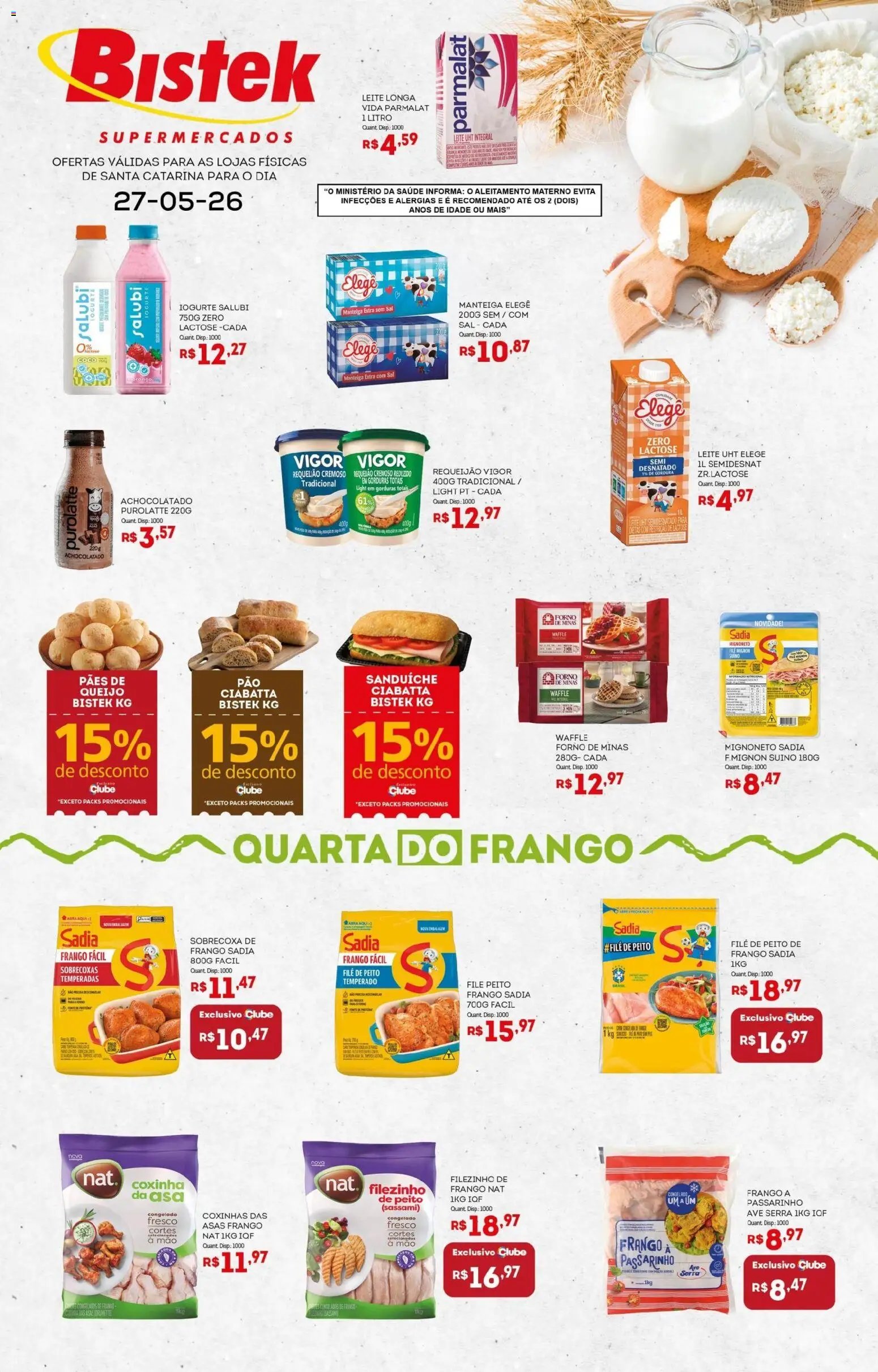 Bistek Supermercados folheto a partir de 27/05/2026 Bistek Supermercados ofertas Quarta dos Frios (2026-05-27 - 2026-05-27)