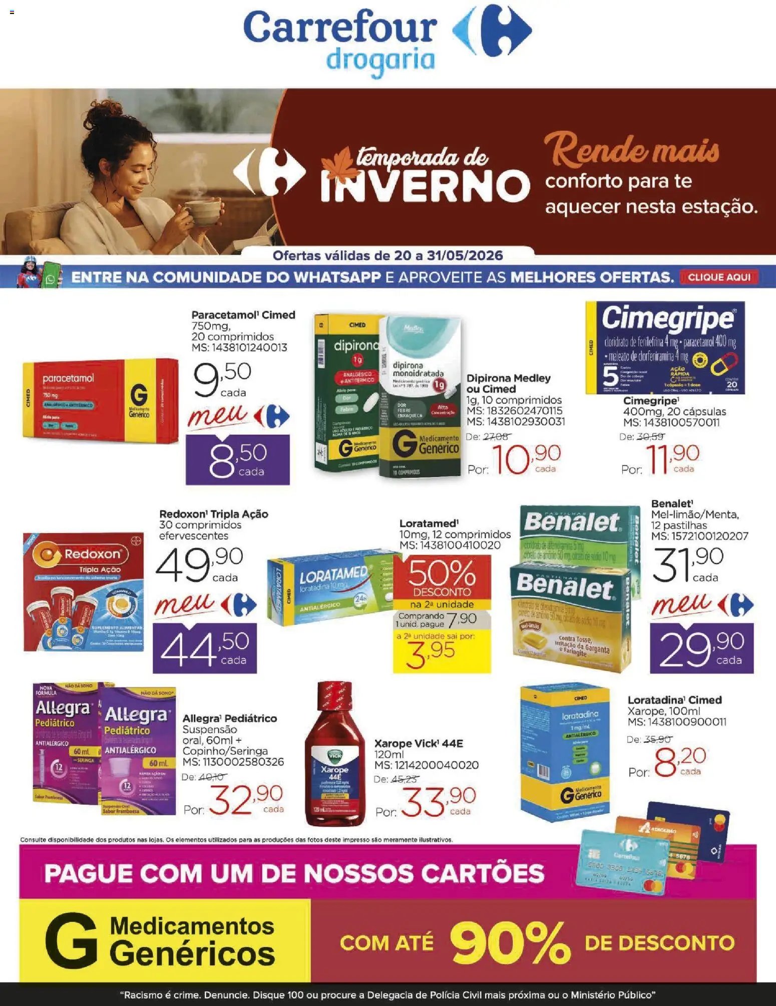 Carrefour folheto a partir de 20/05/2026 Carrefour ofertas Drogaria Inverno (2026-05-20 - 2026-05-31)